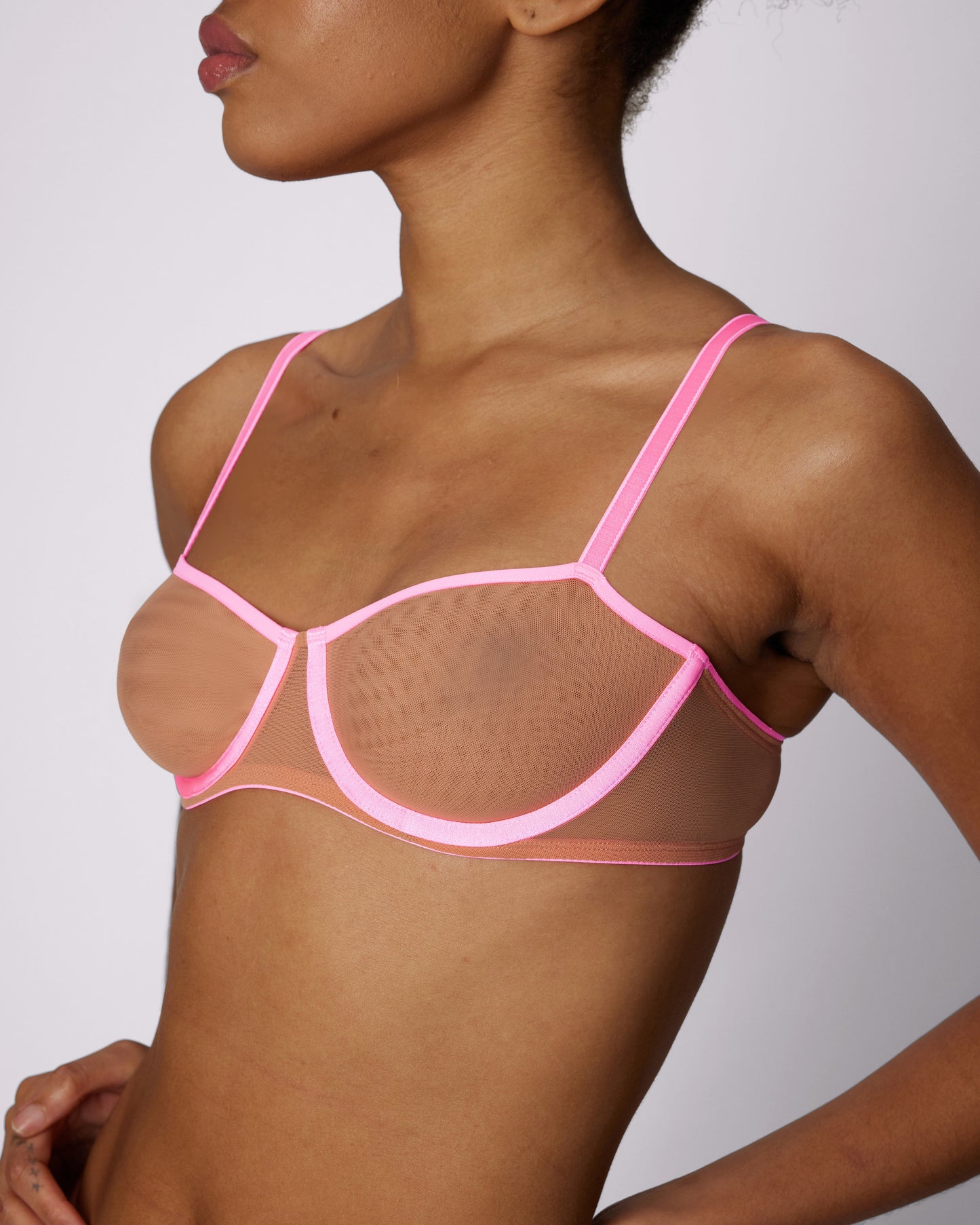 Sheer Comfort Balconette Bra | Silky Mesh | Archive (Champagne Fizz)