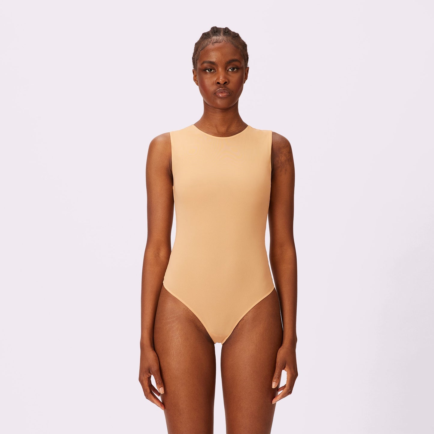 Luxe Sleeveless Bodysuit | Silky Mesh | Archive (Cinnamon Roll)