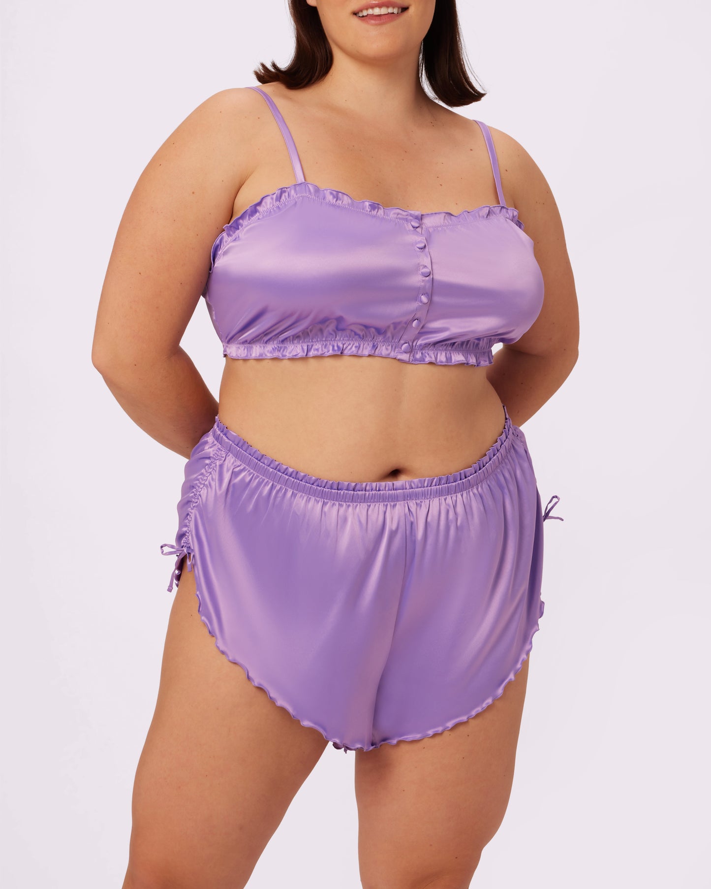 Luxe Button-Up Crop | Luxe Satin (Wisteria)