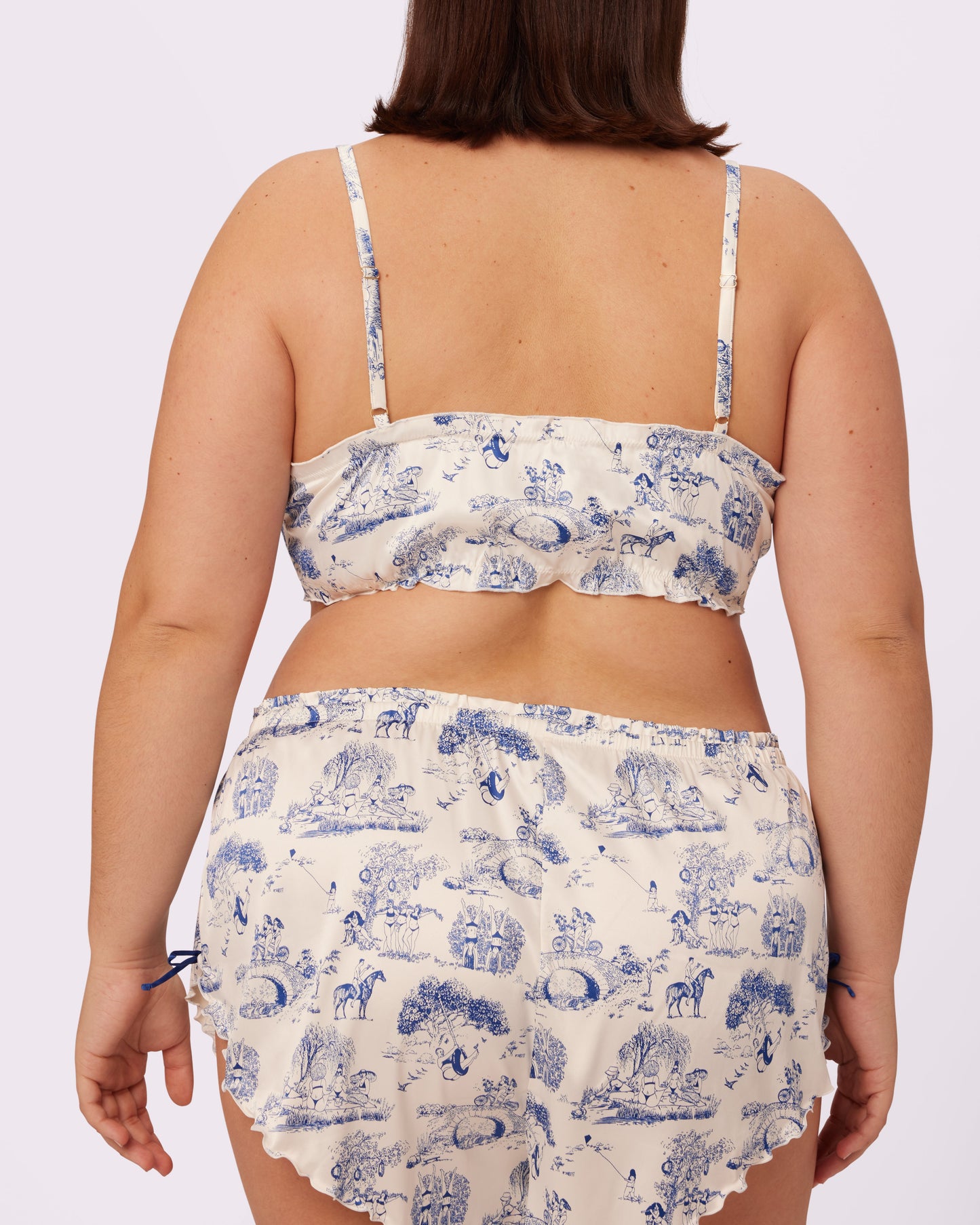 Luxe Button-Up Crop | Luxe Satin (Toile Cloud)