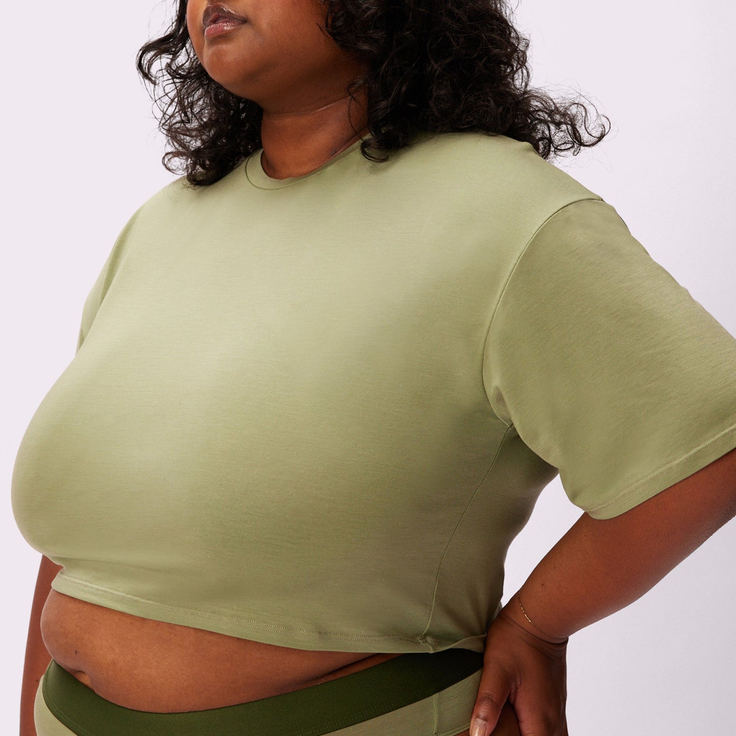 Breezy Crop Tee | New:Cotton | Archive (Olive)