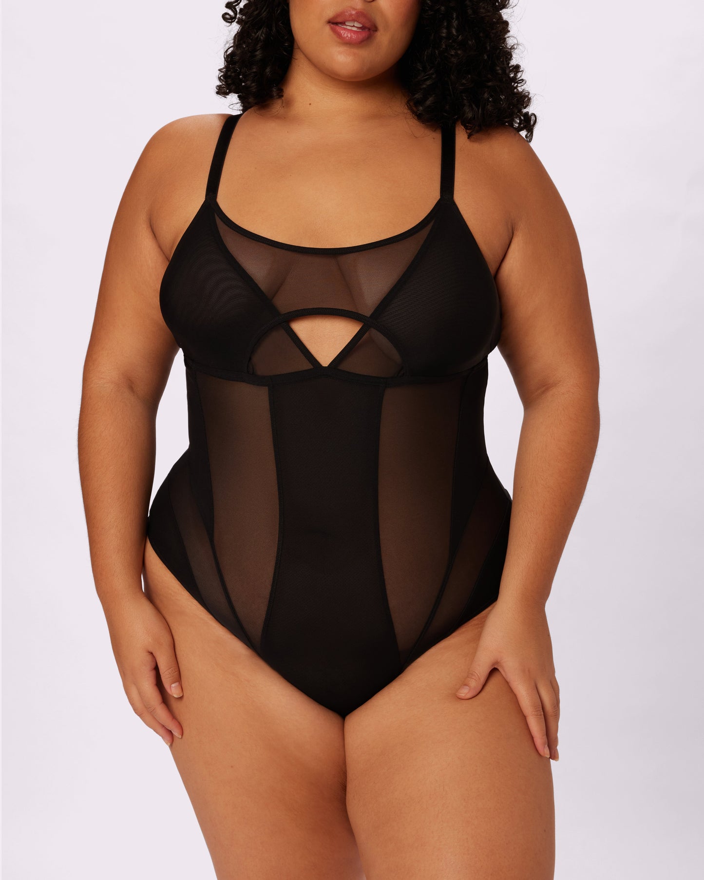Sheer Contour Cutout Bodysuit | Silky Mesh (Eightball)