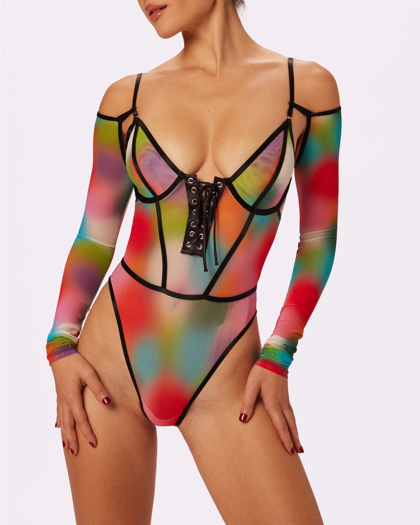 Sheer Sculpt Convertible Sleeve Bodysuit | Silky Mesh | Archive (Supernova)