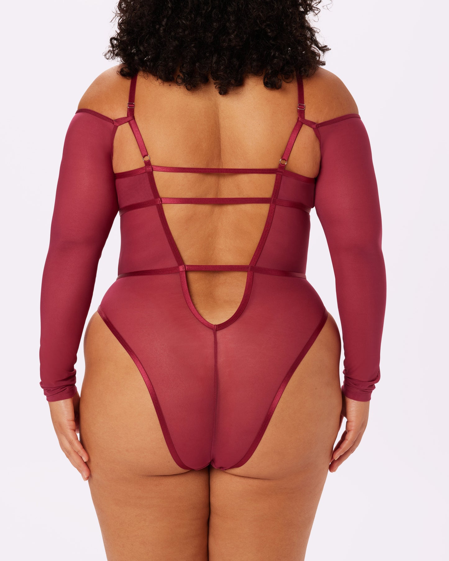 Sheer Sculpt Convertible Sleeve Bodysuit | Silky Mesh (Lambrusco)