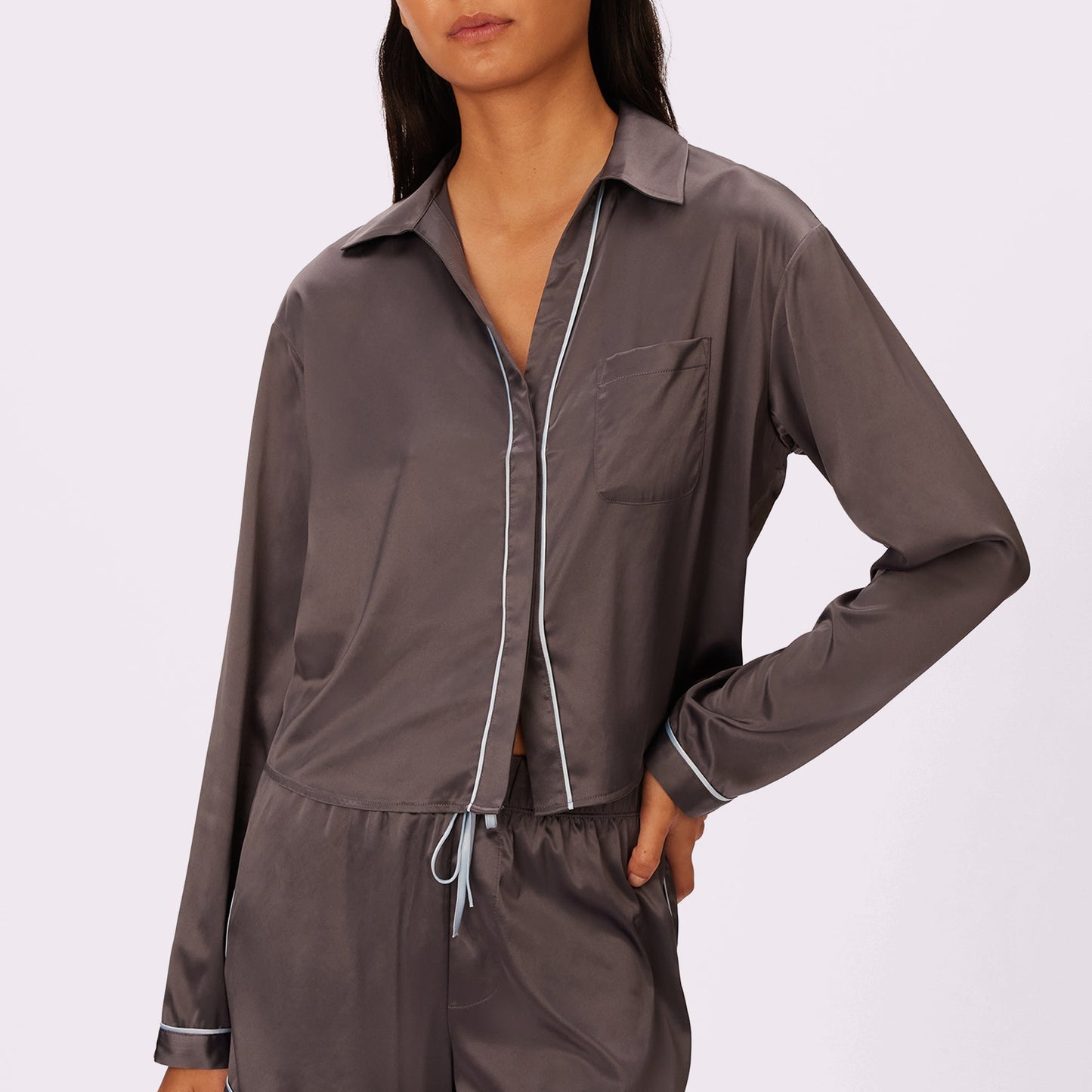 Dream Longsleeve Button Up | Luxe Satin | Archive (Blackened Pearl)