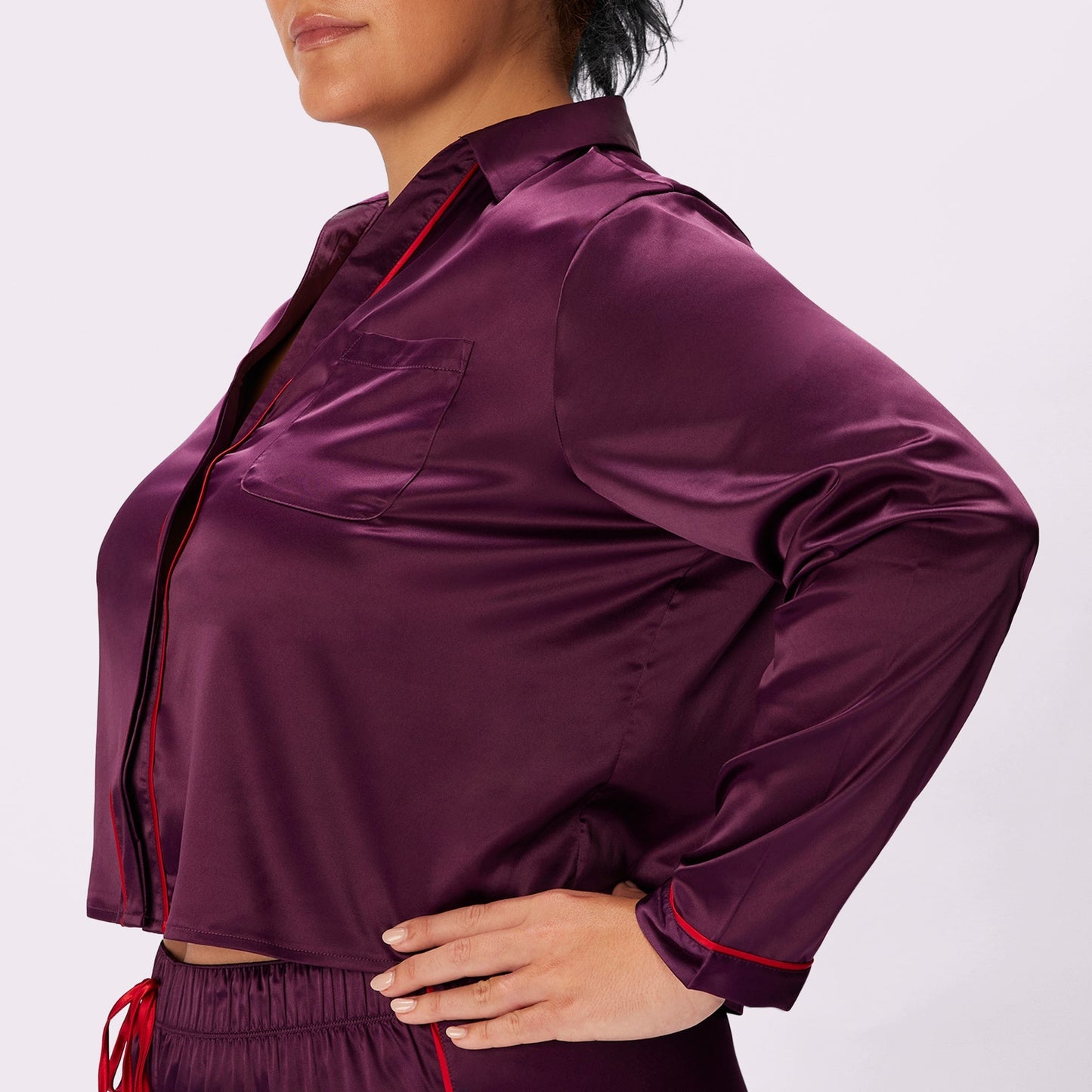 Dream Longsleeve Button Up | Luxe Satin | Archive (Bordeaux)