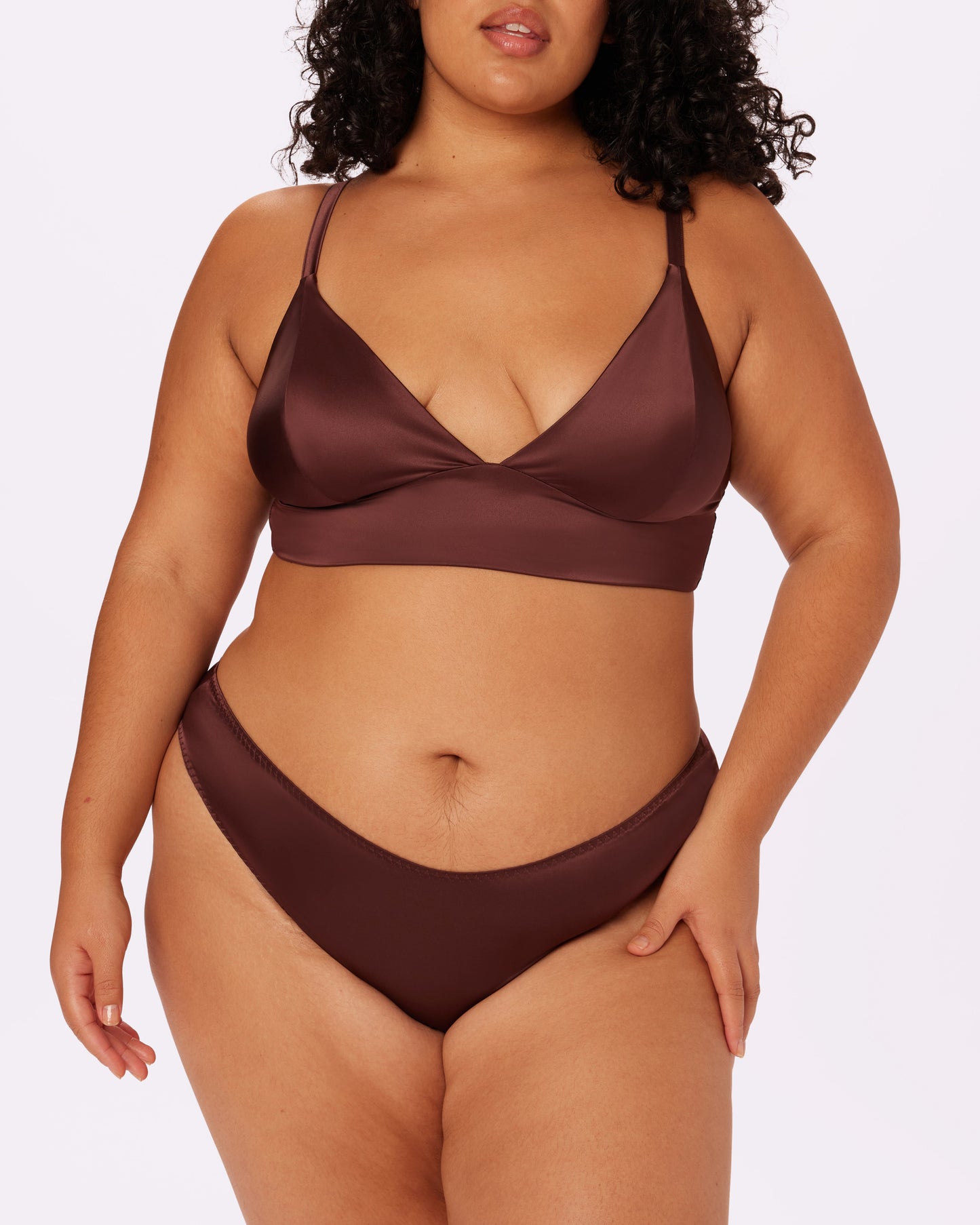 Satin Lace-up Cheeky | Glow Satin (Espresso)