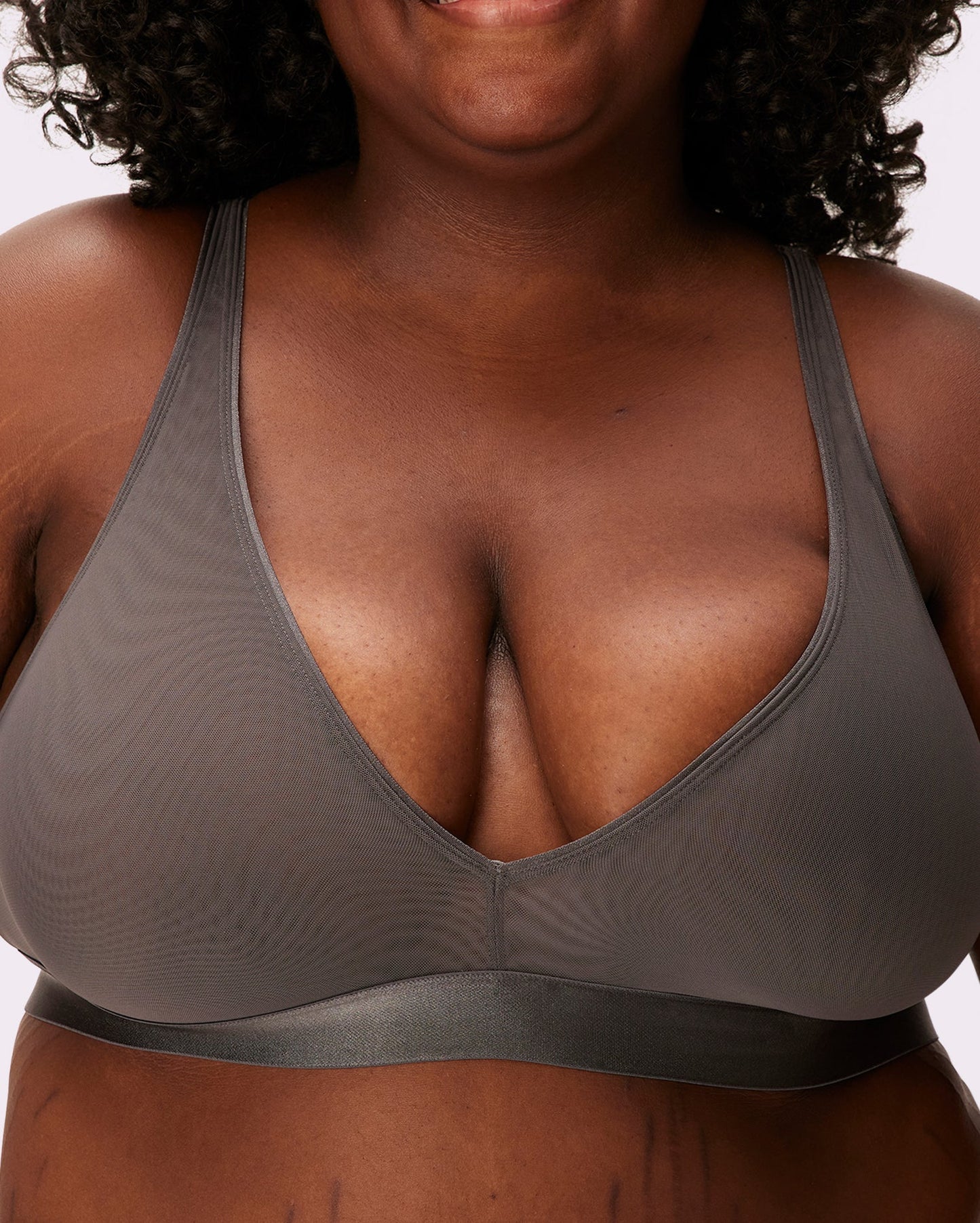 Plunge Bralette | Silky Mesh | Archive (Dark Pearl)