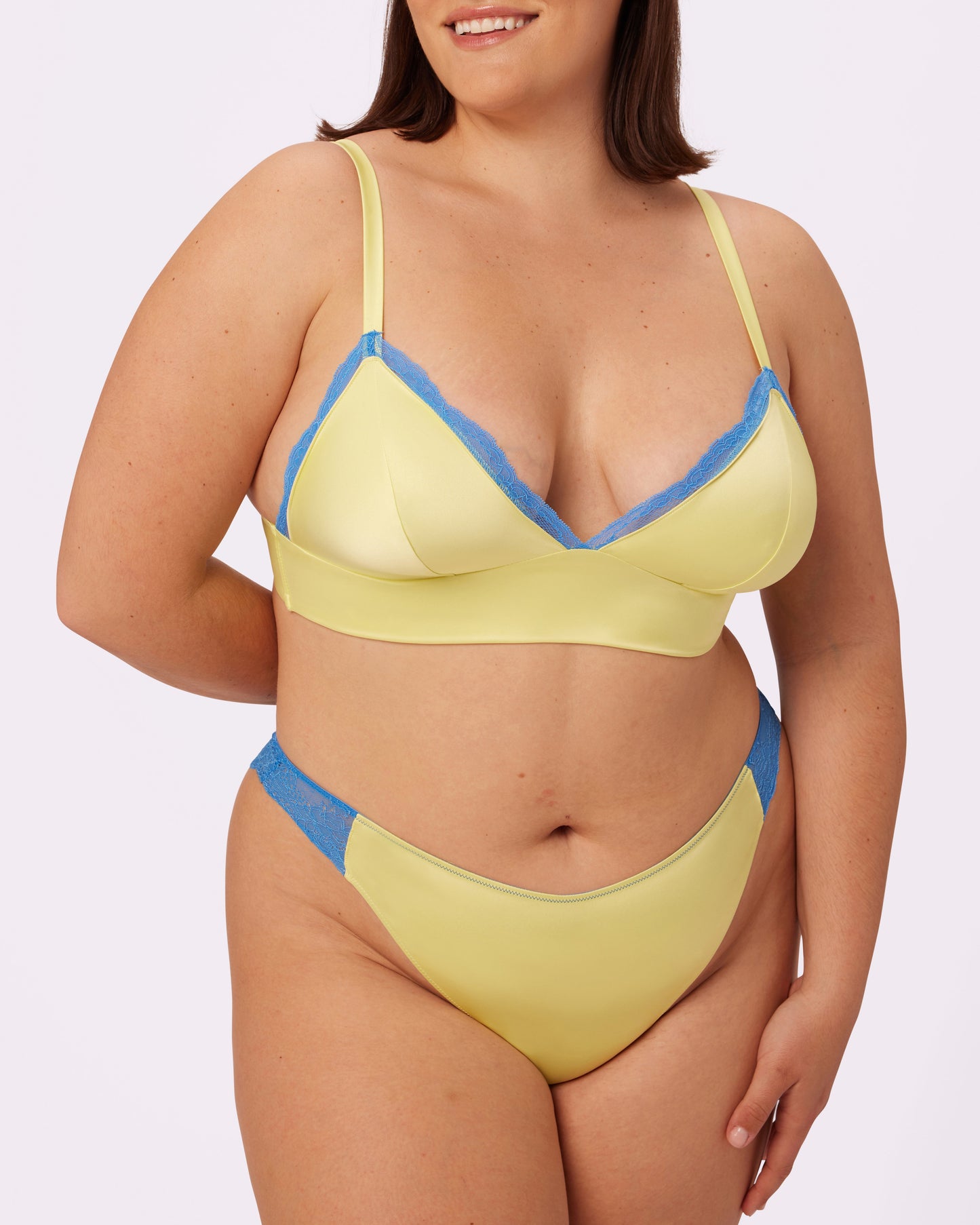 Luminous Lace Longline Bralette | Glow Satin | Archive (Key Lime)