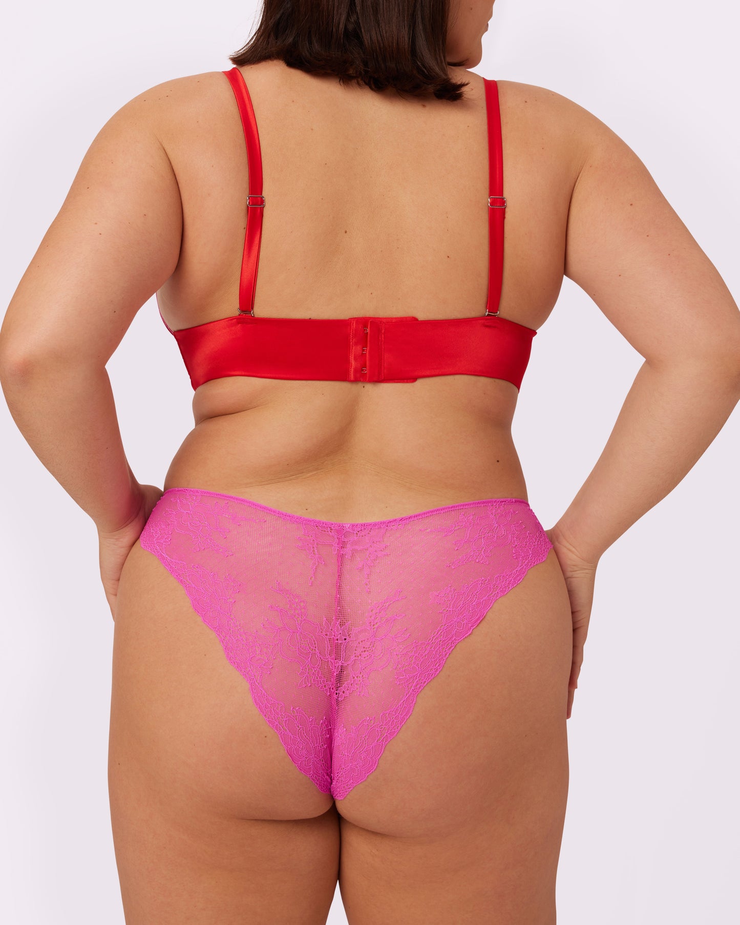 Luminous Lace Longline Bralette | Glow Satin | Archive (Red Rose)