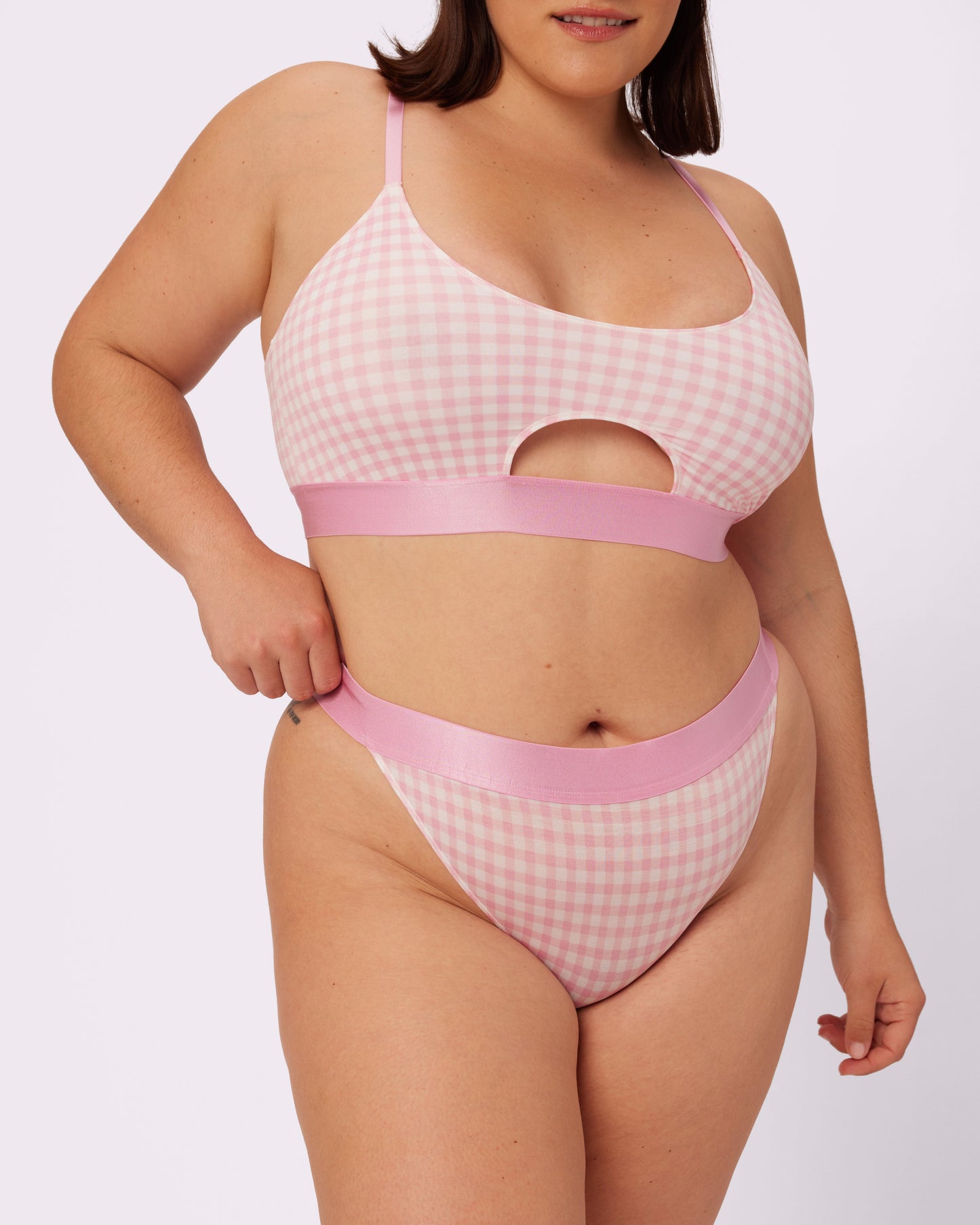 Peekaboo Scoop Bralette | New:Cotton | Archive (Bubble Gum Gingham)