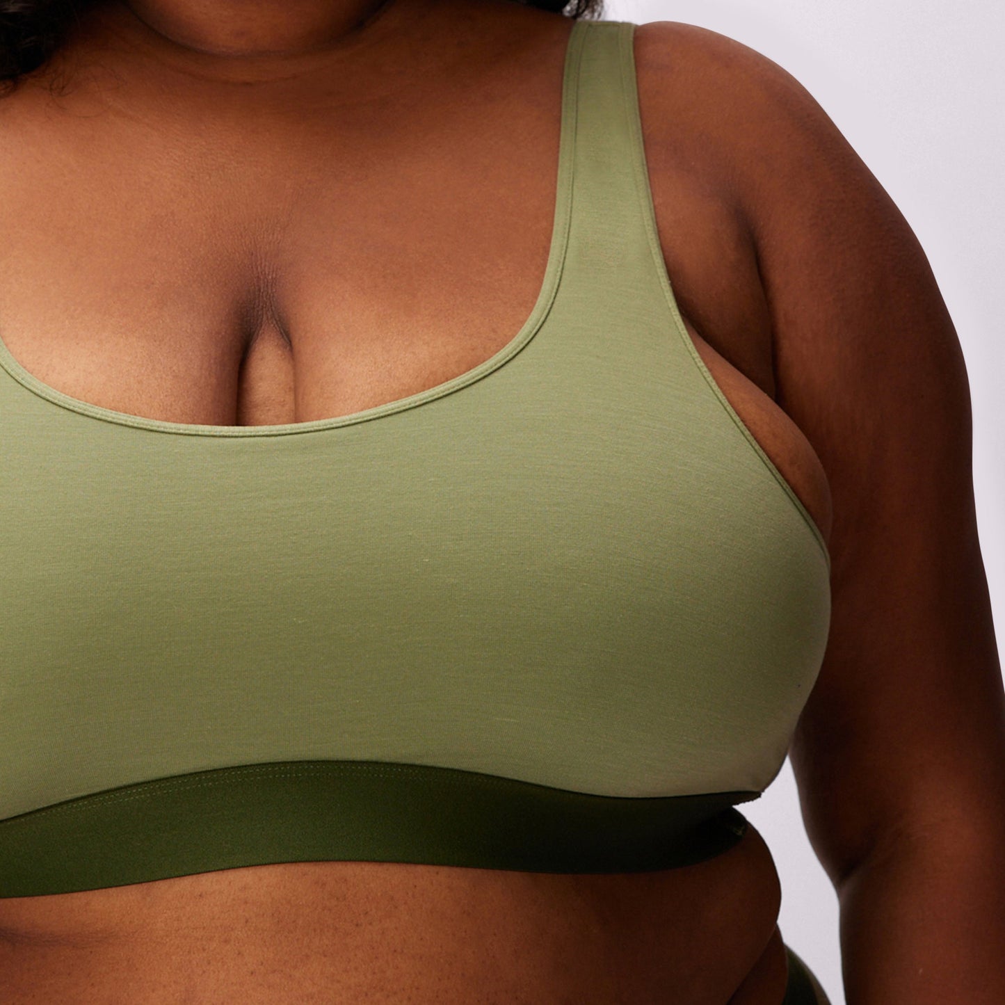 Plunge Back Scoop Bralette | New:Cotton | Archive (Moss)