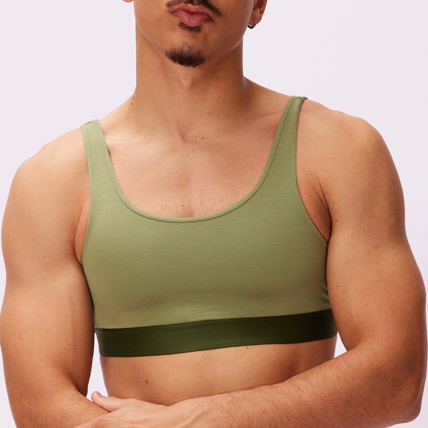 Plunge Back Scoop Bralette | New:Cotton | Archive (Moss)