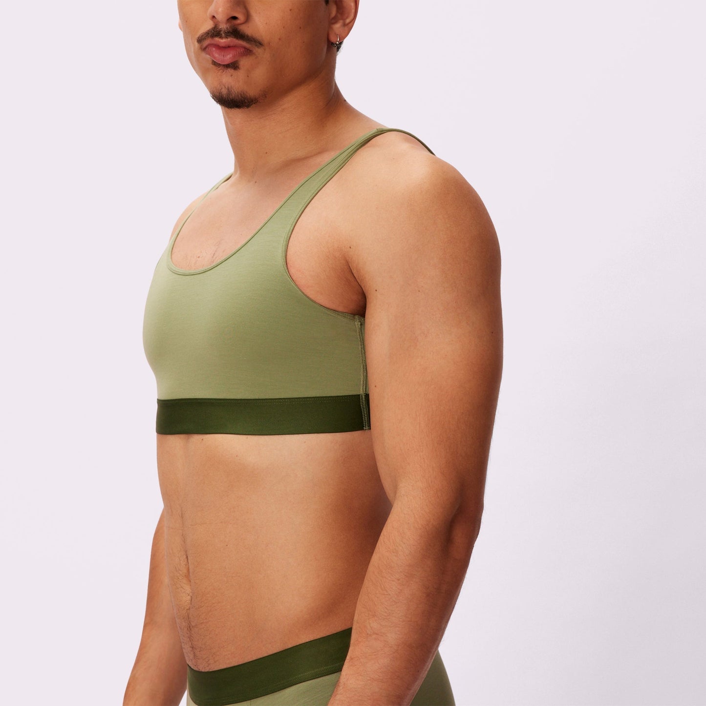 Plunge Back Scoop Bralette | New:Cotton | Archive (Moss)