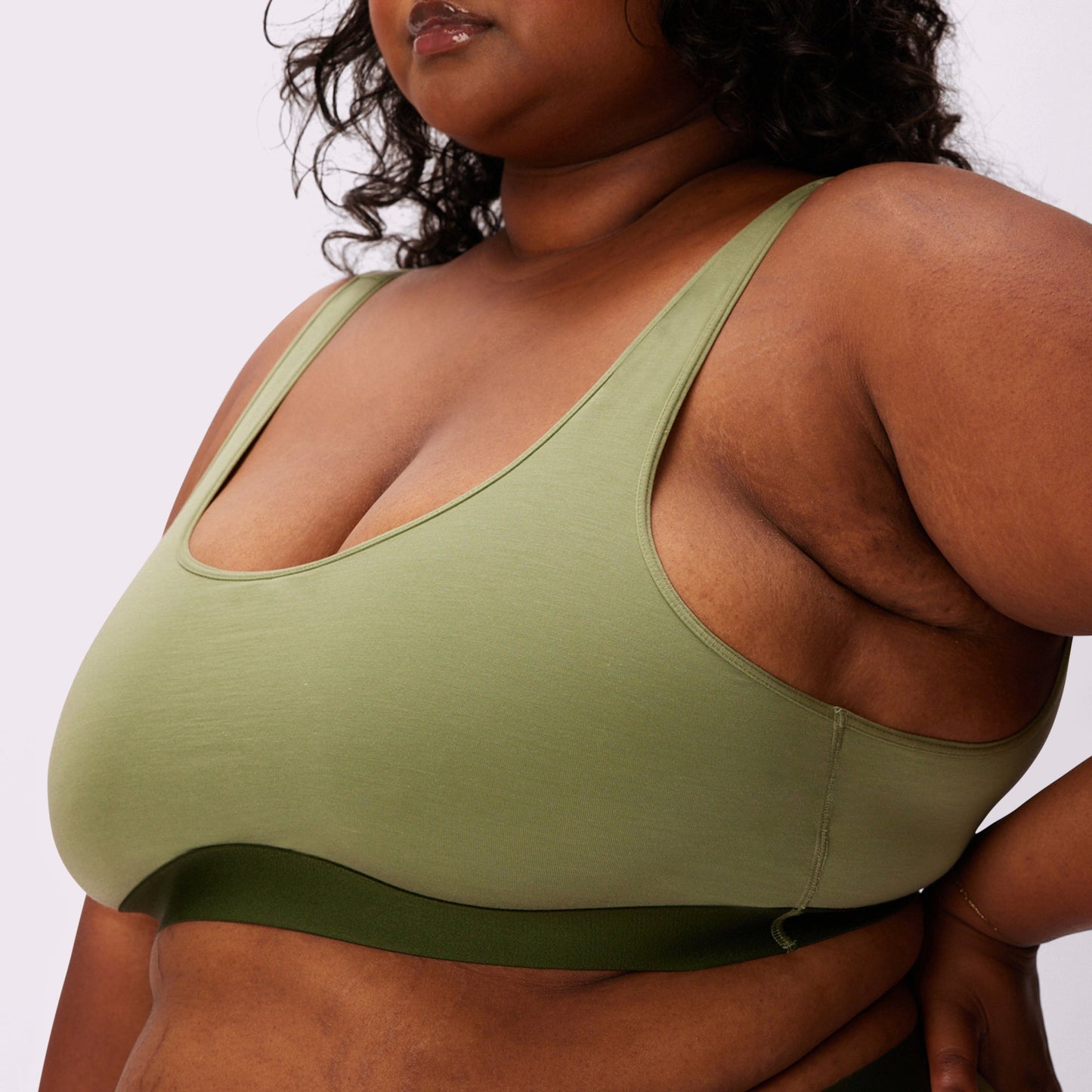 Plunge Back Scoop Bralette | New:Cotton | Archive (Moss)