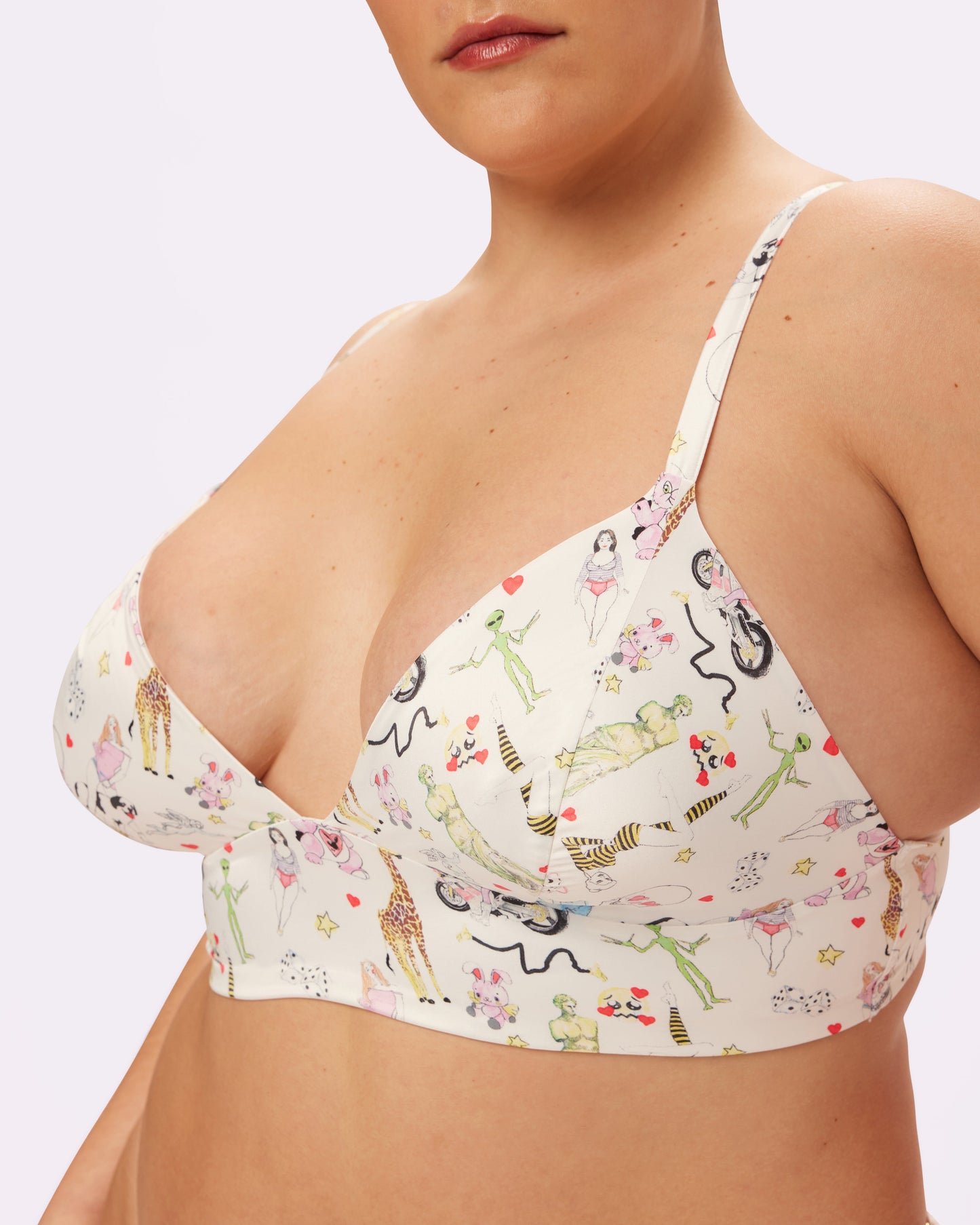 Sweetheart Satin Longline Bralette | Glow Satin | Archive (Summer Doodles)