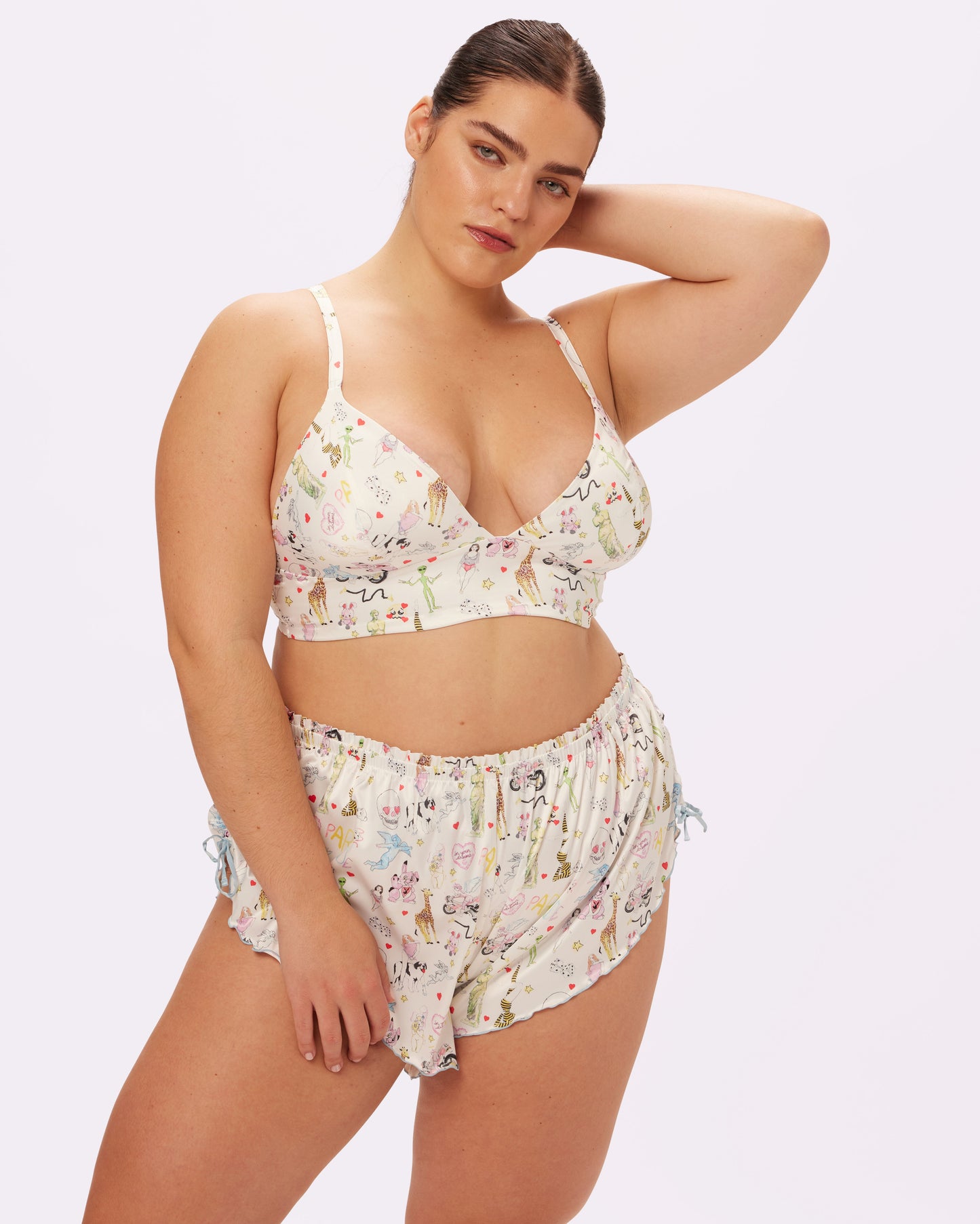 Sweetheart Satin Longline Bralette | Glow Satin | Archive (Summer Doodles)