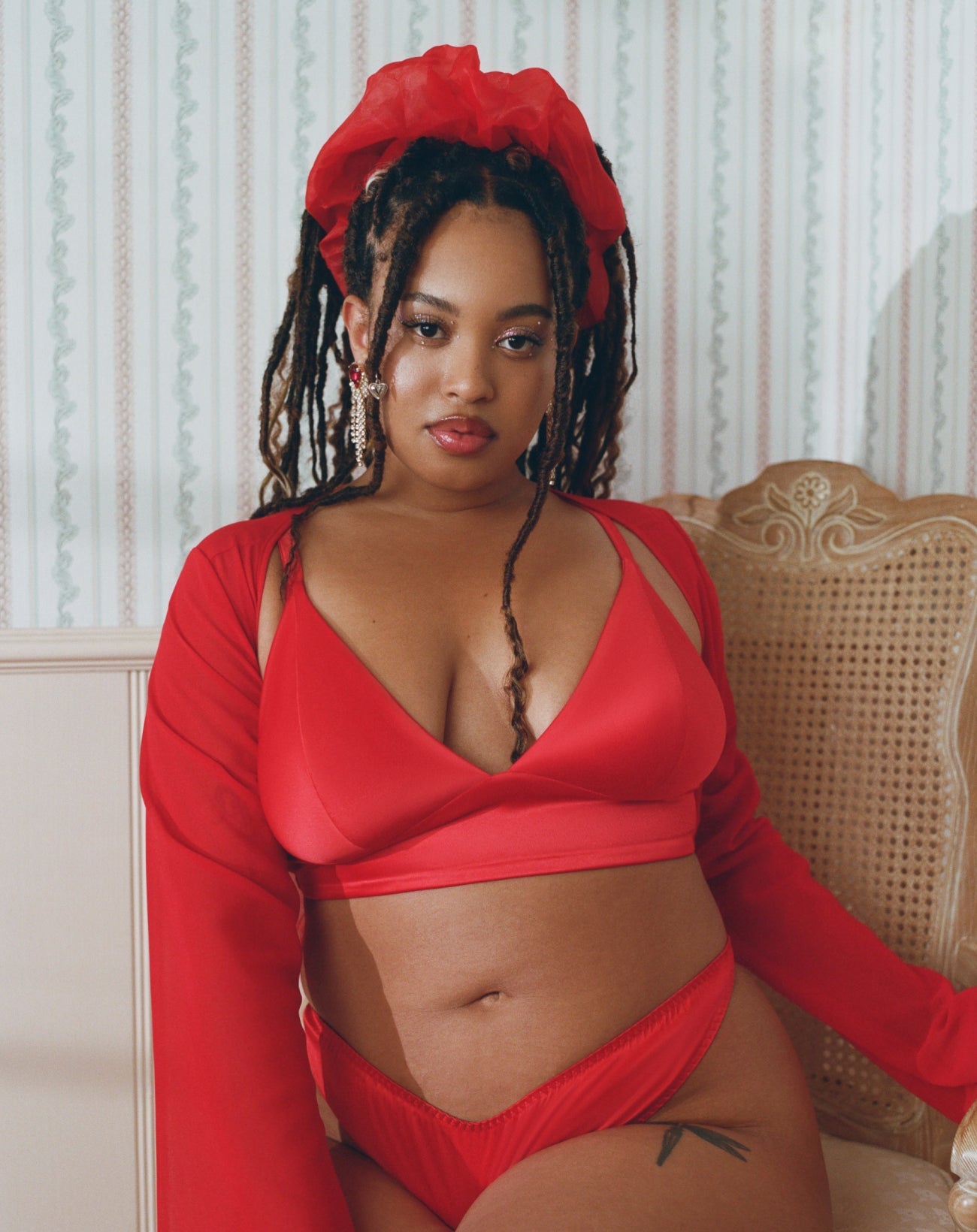 Sweetheart Satin Longline Bralette | Glow Satin (Red Rose)