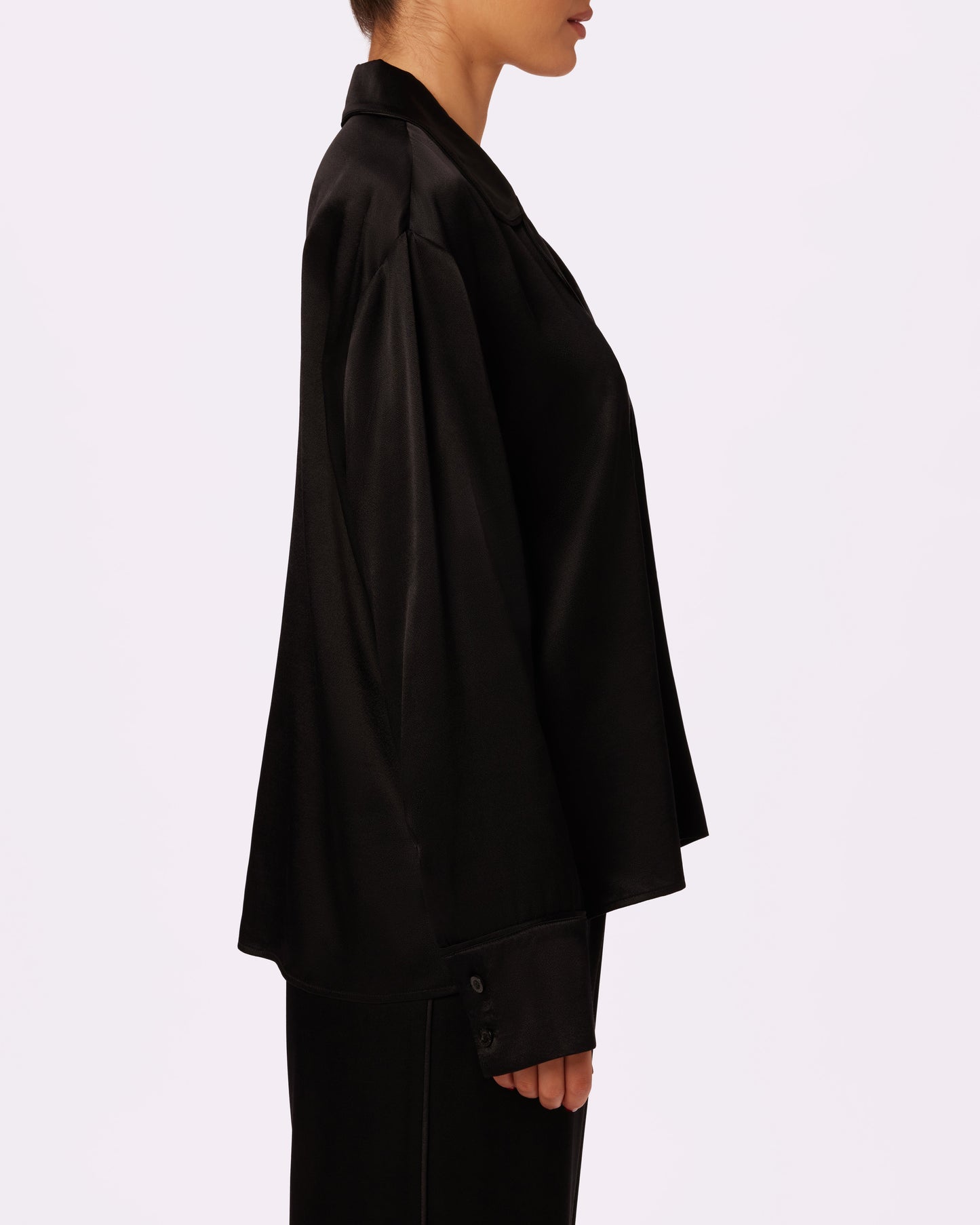 Luxe Dreams Long Sleeve Button Up | Plush Satin (Eightball)