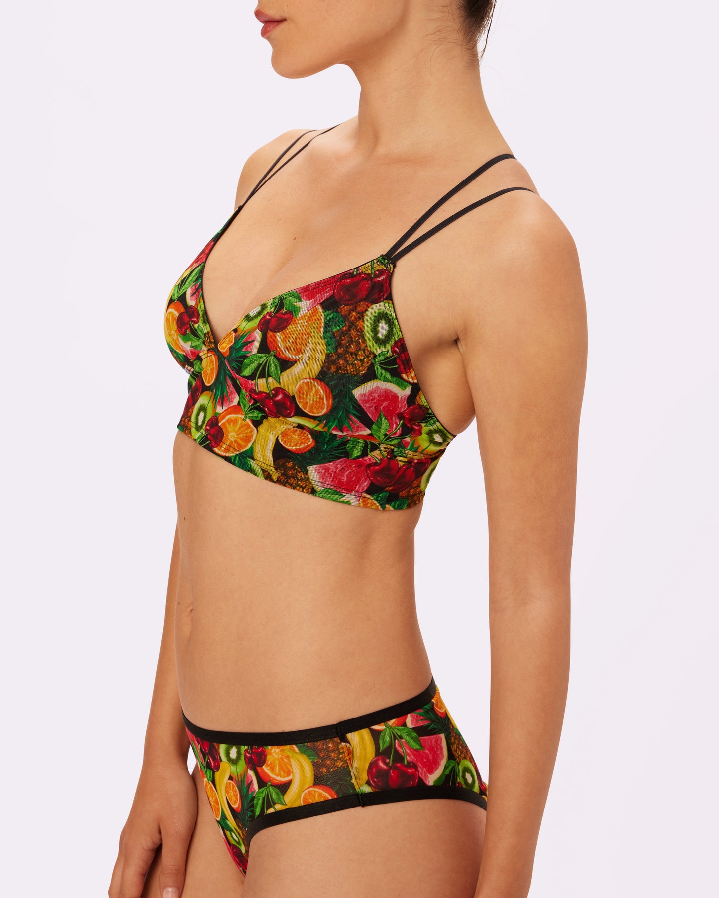 Strappy Longline Bralette | Silky Mesh | Archive (Sangria)