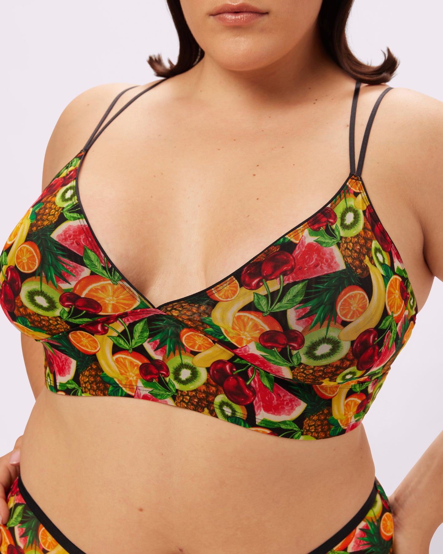 Strappy Longline Bralette | Silky Mesh | Archive (Sangria)