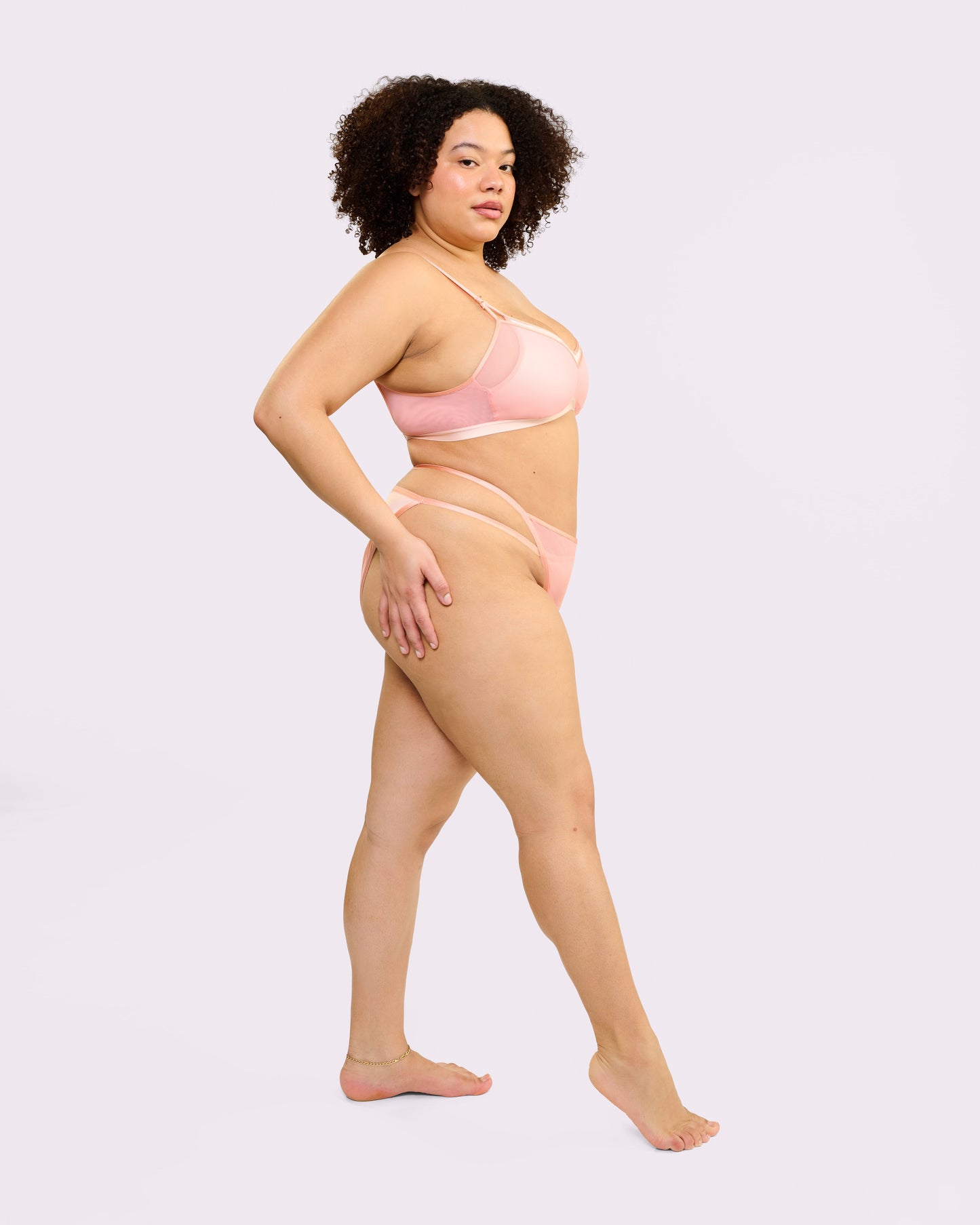 Super Strappy Bralette | Glow Satin (Pink Sands)