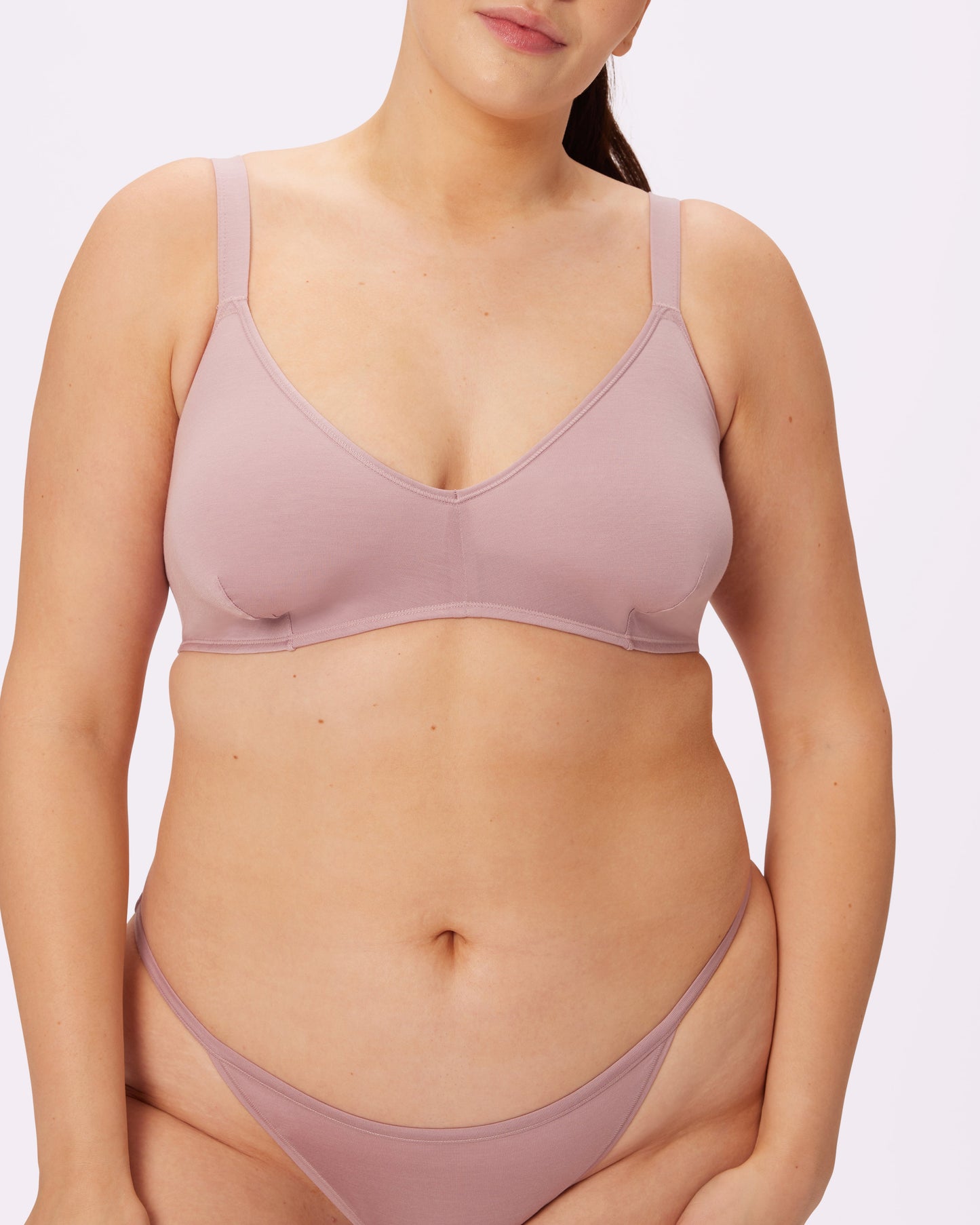 Vintage Soft Triangle Bralette | New:Cotton (Dusty Rose)