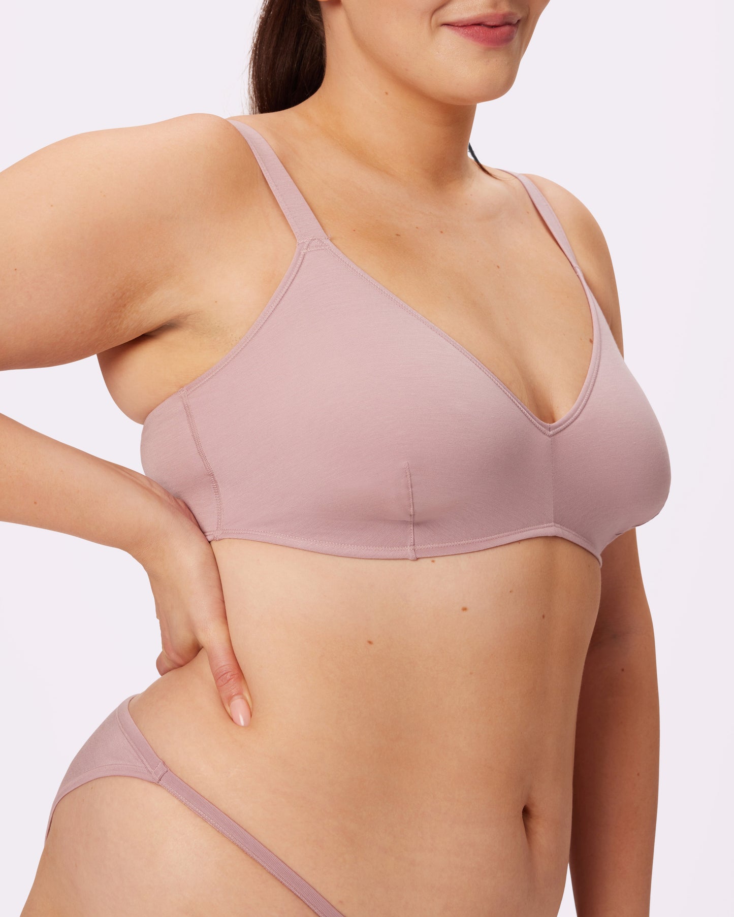 Vintage Soft Triangle Bralette | New:Cotton (Dusty Rose)