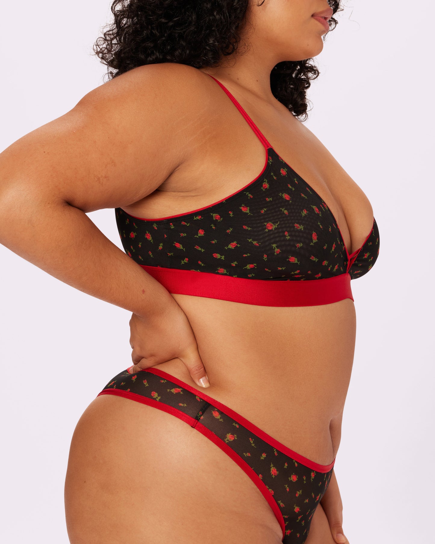 Betsey Johnson Cross-Back Triangle Bralette | Silky Mesh (Rosebud)