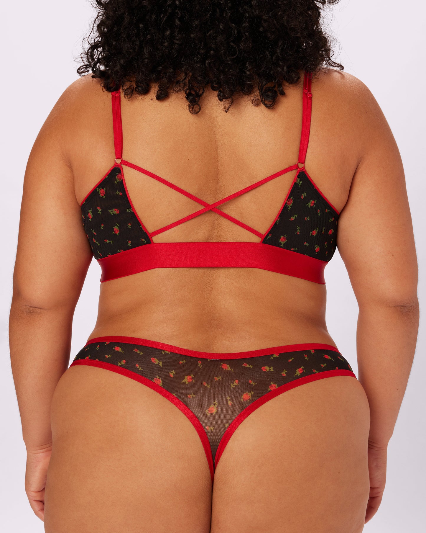 Betsey Johnson Cross-Back Triangle Bralette | Silky Mesh (Rosebud)