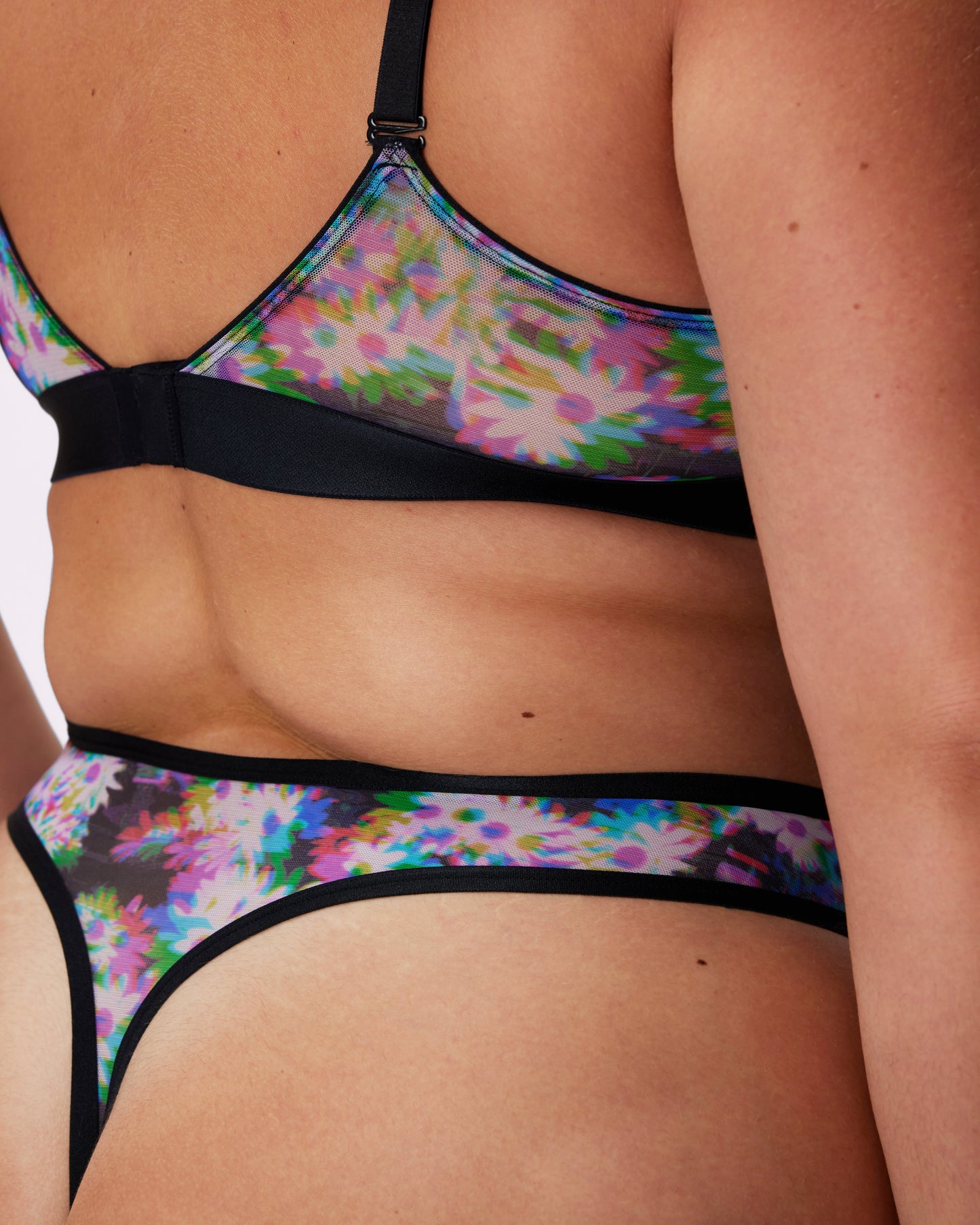 High Cut Thong | Silky Mesh (Technobloom)