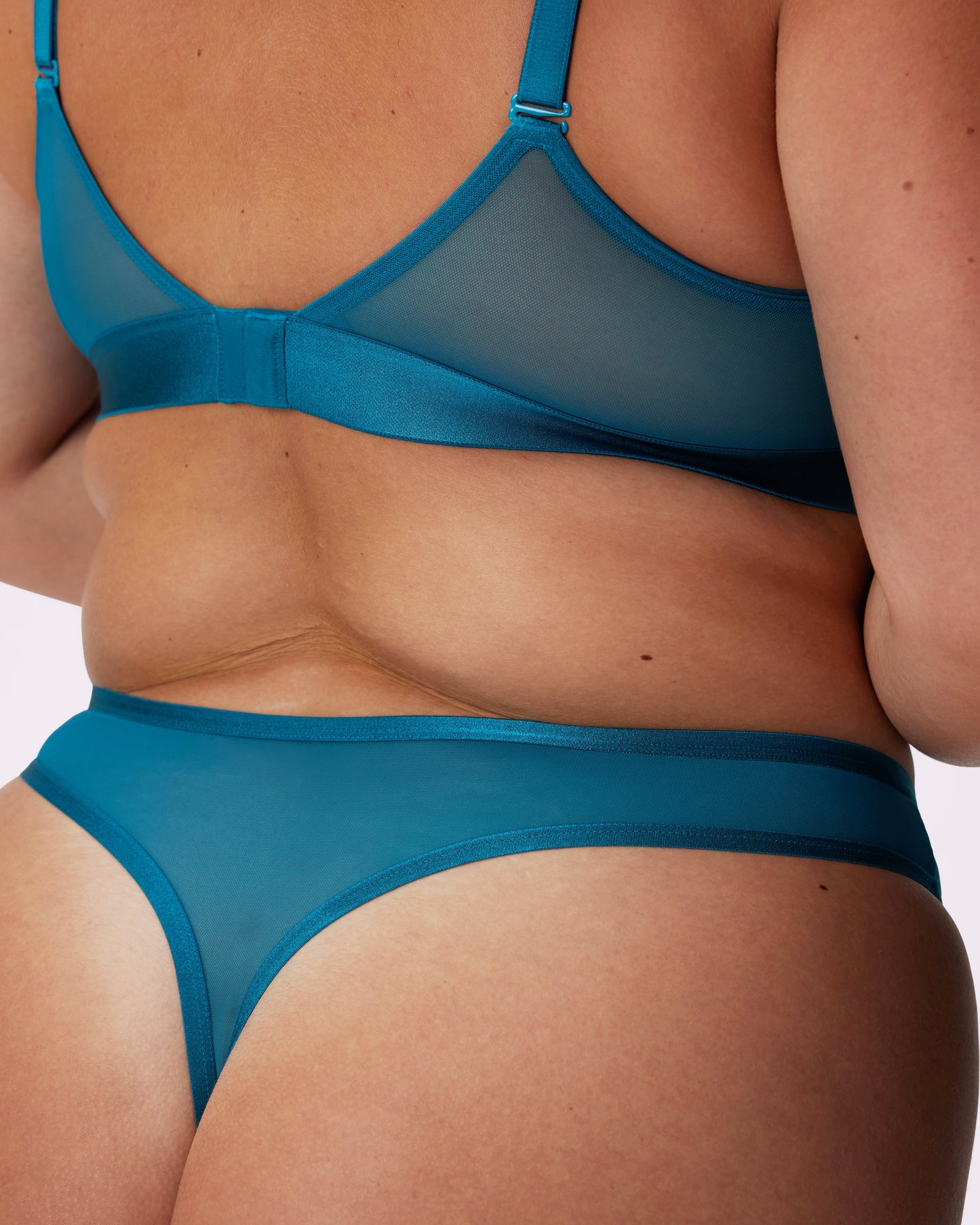 High Cut Thong | Silky Mesh (Lagoon)