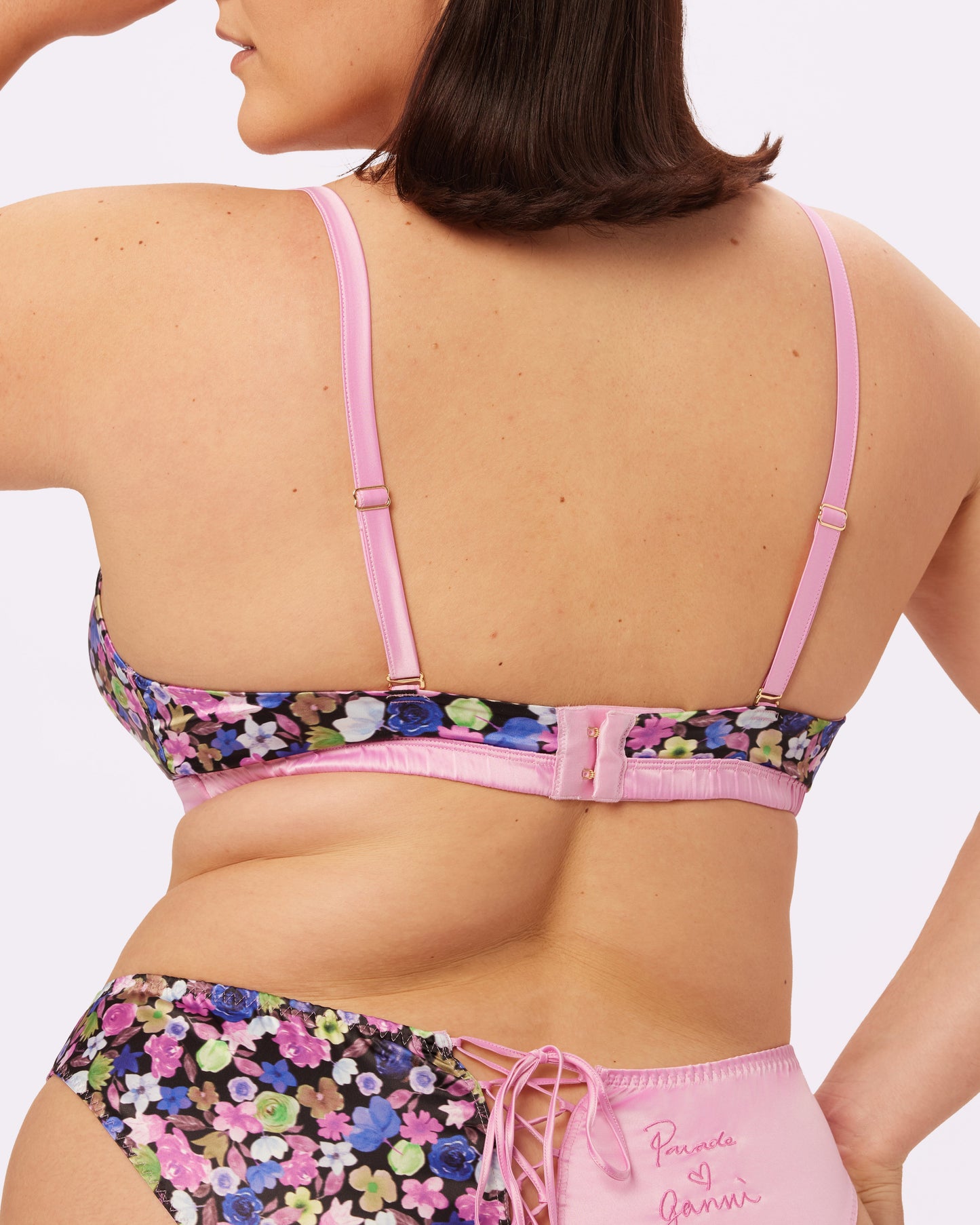 GANNI Luminous Glow Triangle Bralette | Glow Satin | Archive (Wildflower)