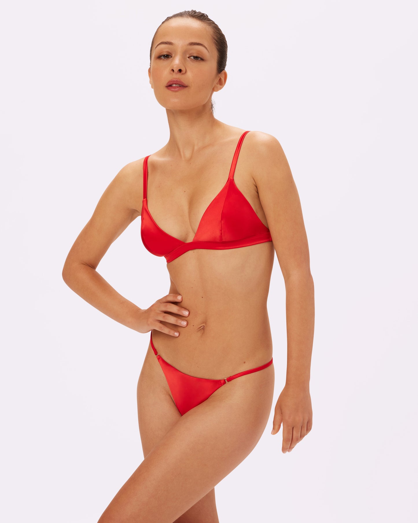 Luminous Glow Triangle Bralette | Glow Satin (Red Rose)