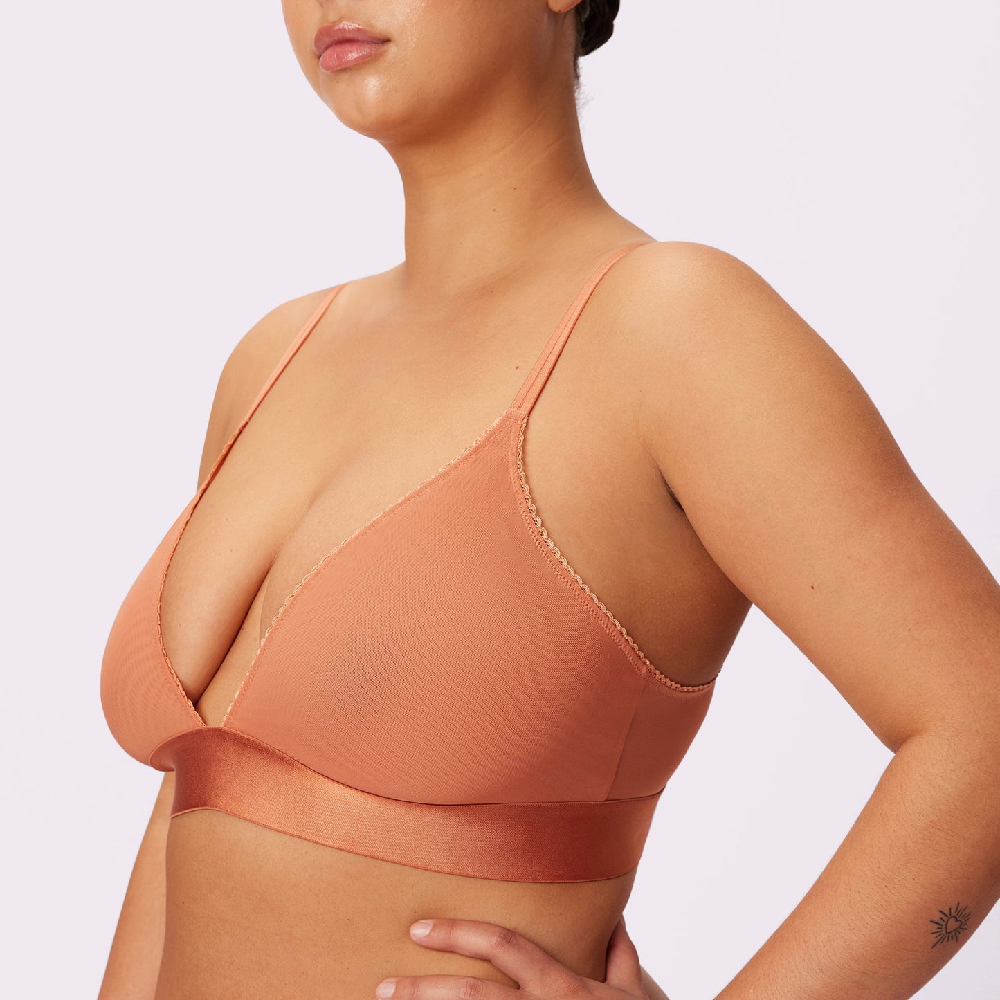 Flirty Lace Touch Triangle Bralette | Silky Mesh | Archive (Gingersnap)