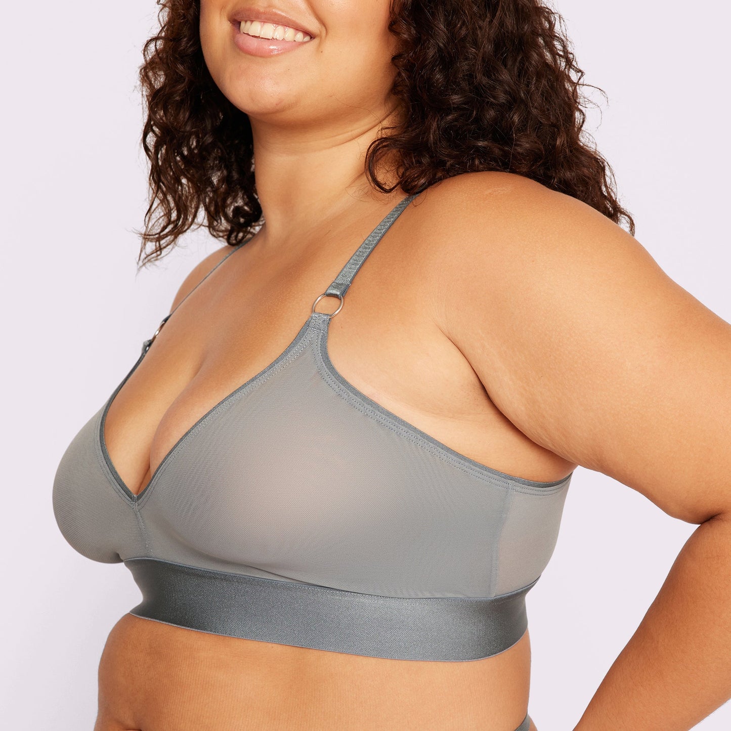 Triangle Bralette Hardware | Silky Mesh | Archive (Stormy Silver)