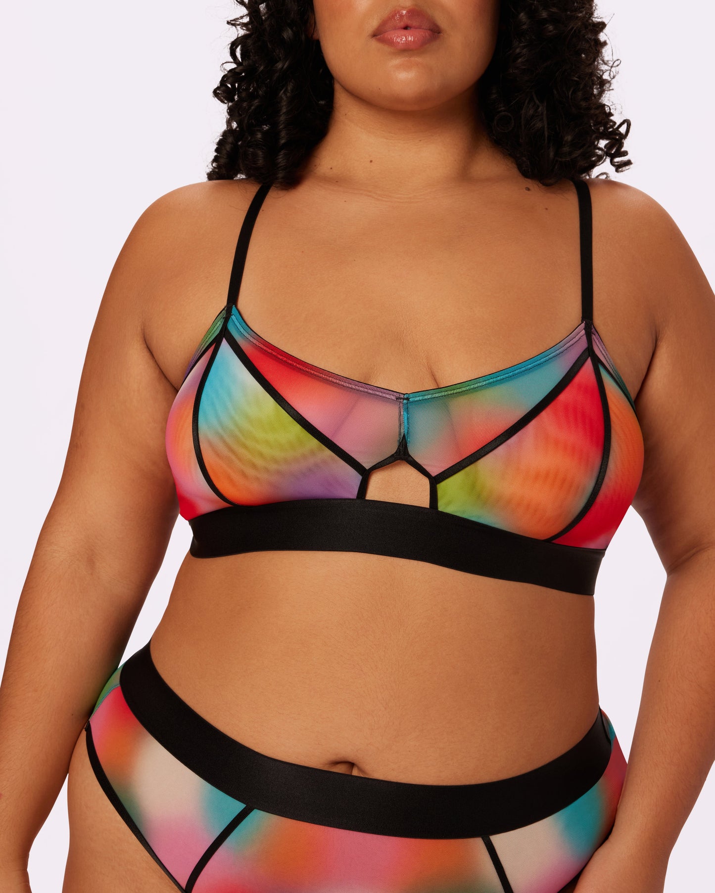 Sheer Sculpt Pop Cutout Triangle Bralette | Silky Mesh | Archive (Supernova)
