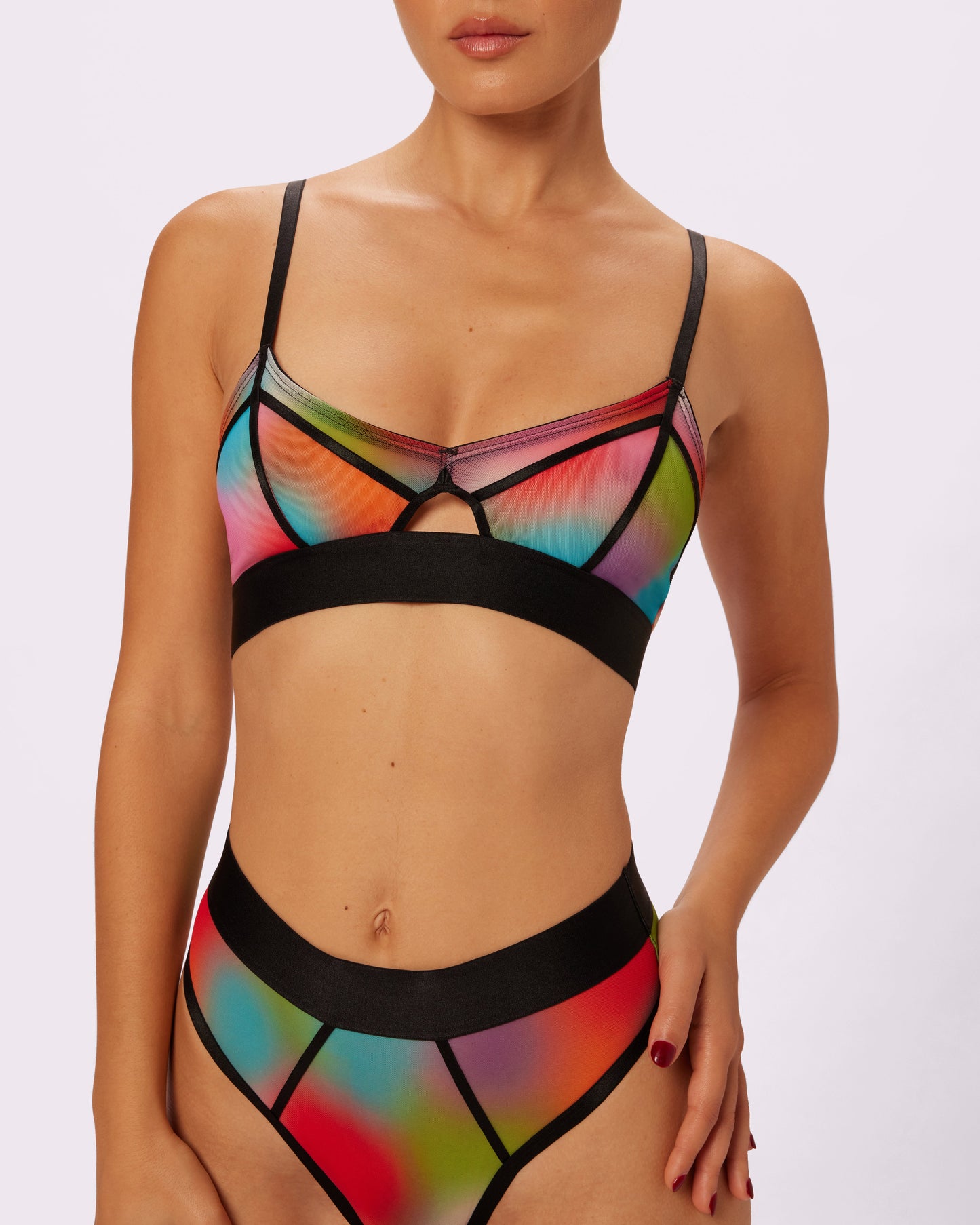 Sheer Sculpt Pop Cutout Triangle Bralette | Silky Mesh | Archive (Supernova)