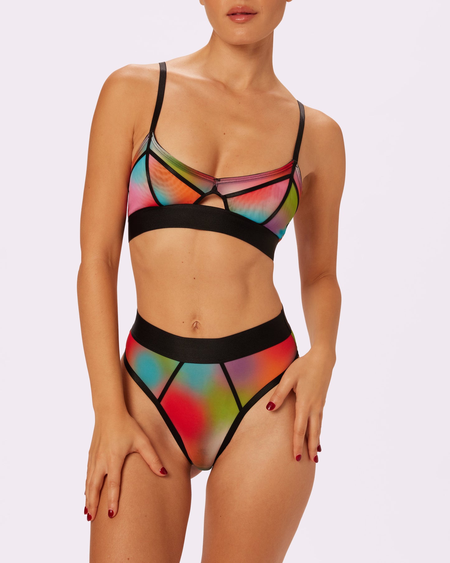 Sheer Sculpt Pop Cutout Triangle Bralette | Silky Mesh | Archive (Supernova)