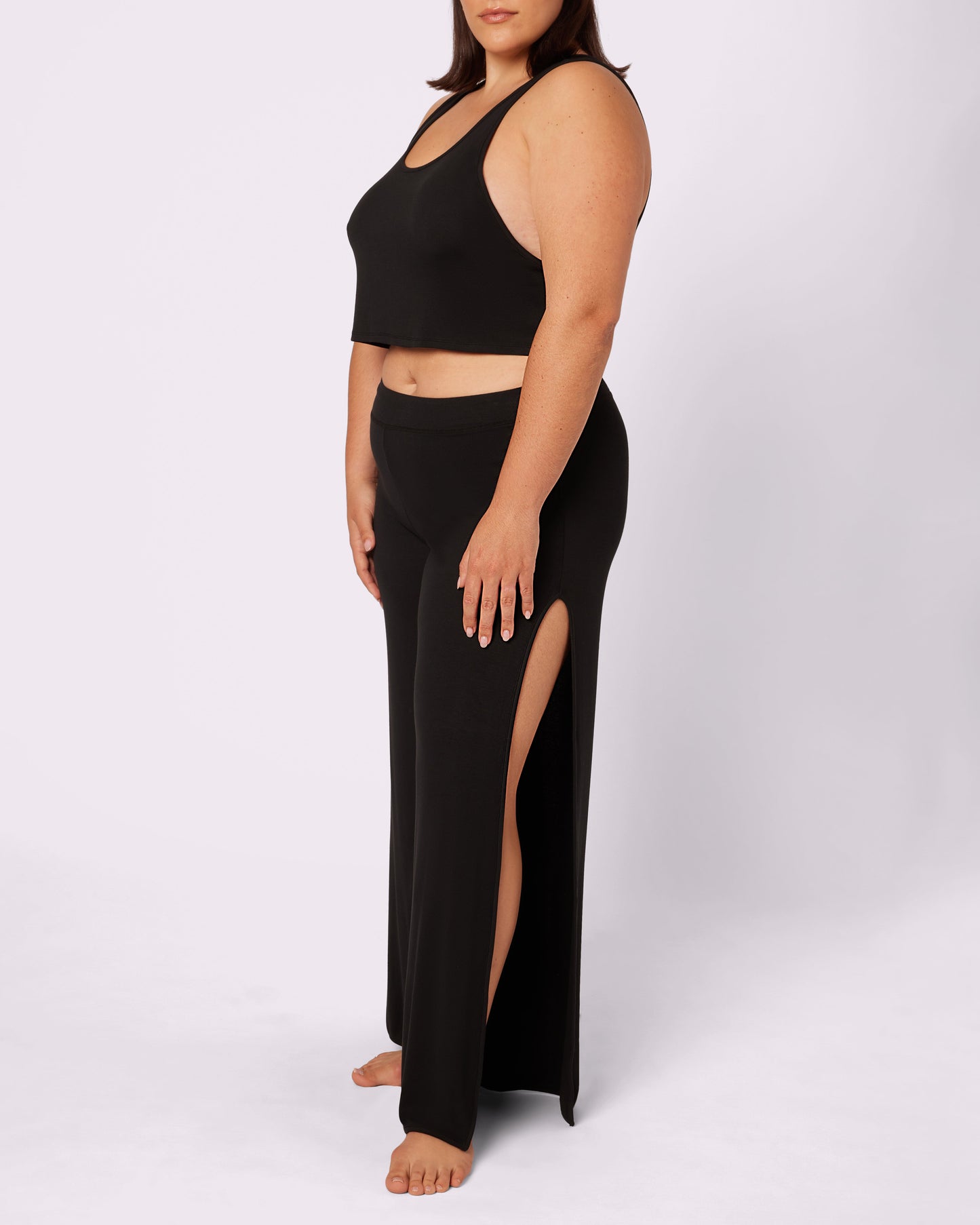 Comfort Rib Wide Leg Slit Pants | Lush Rib (Eightball)