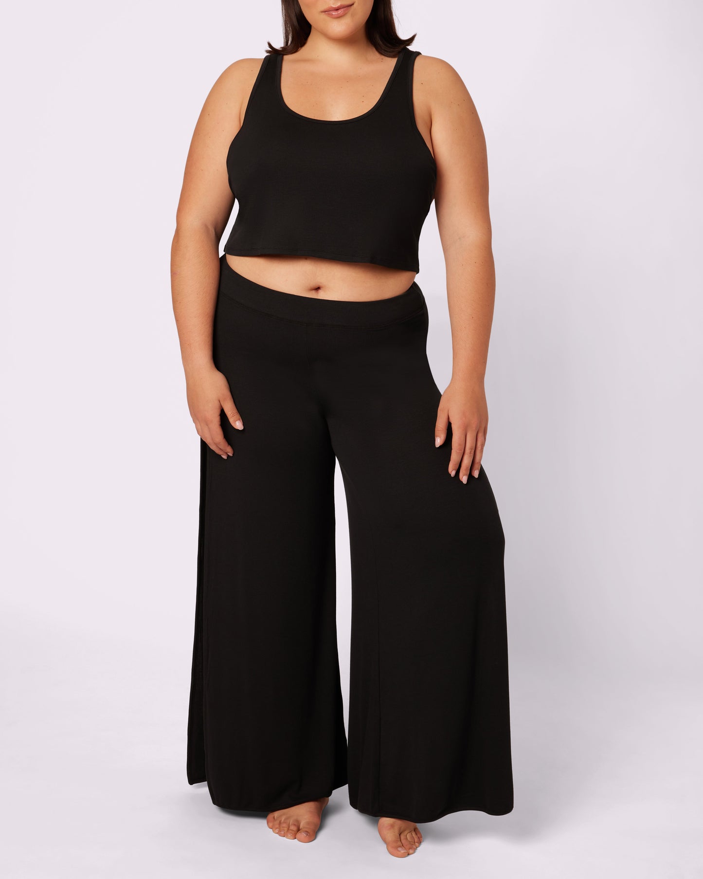 Comfort Rib Wide Leg Slit Pants | Lush Rib (Eightball)