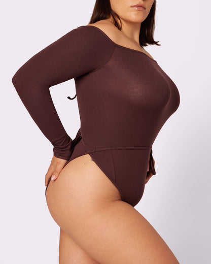 Comfort Rib Tie-Back Long Sleeve Bodysuit | Lush Rib (Pony)