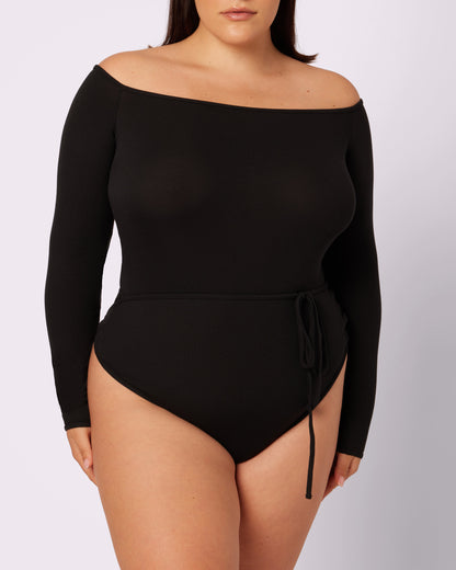 Comfort Rib Tie-Back Long Sleeve Bodysuit | Lush Rib (Eightball)