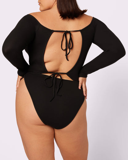 Comfort Rib Tie-Back Long Sleeve Bodysuit | Lush Rib (Eightball)