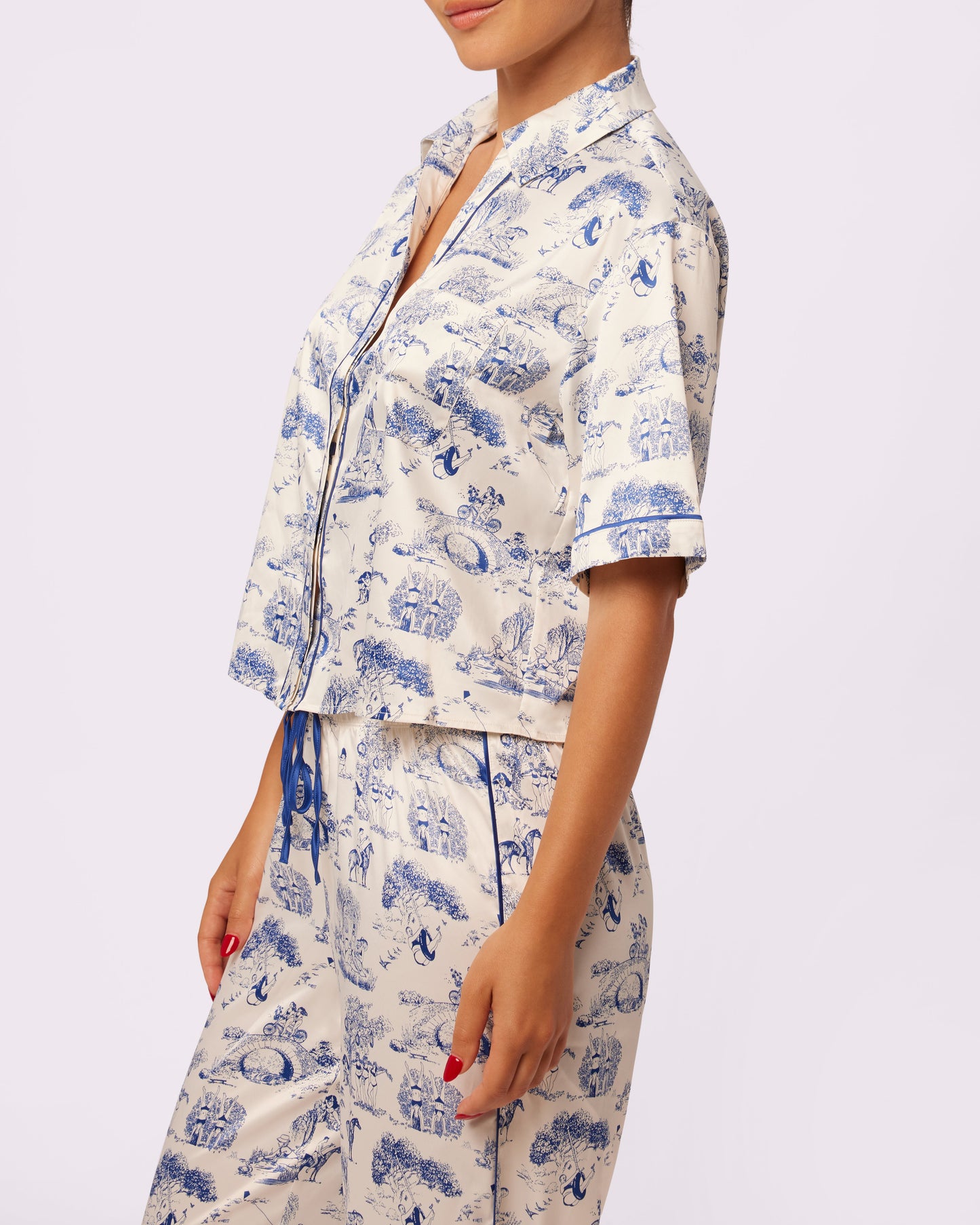 Luxe Sleep Button Up | Luxe Satin (Toile Cloud)