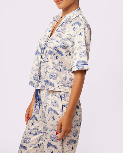 Luxe Sleep Button Up | Luxe Satin (Toile Cloud)