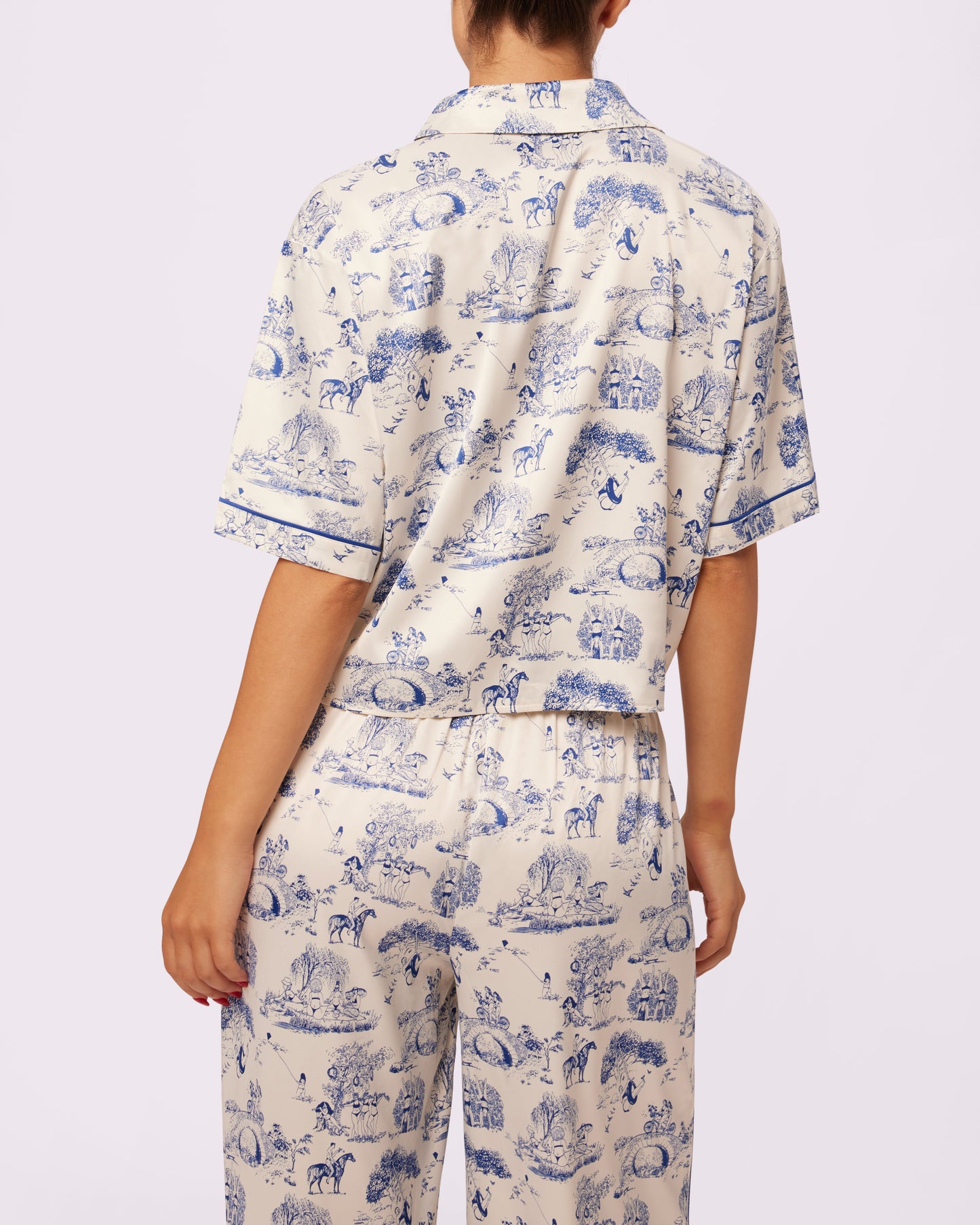Luxe Sleep Button Up | Luxe Satin (Toile Cloud)
