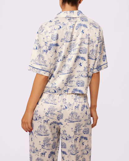 Luxe Sleep Button Up | Luxe Satin (Toile Cloud)