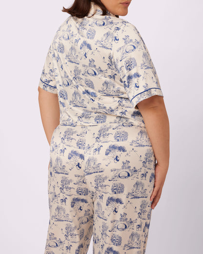 Luxe Sleep Button Up | Luxe Satin (Toile Cloud)
