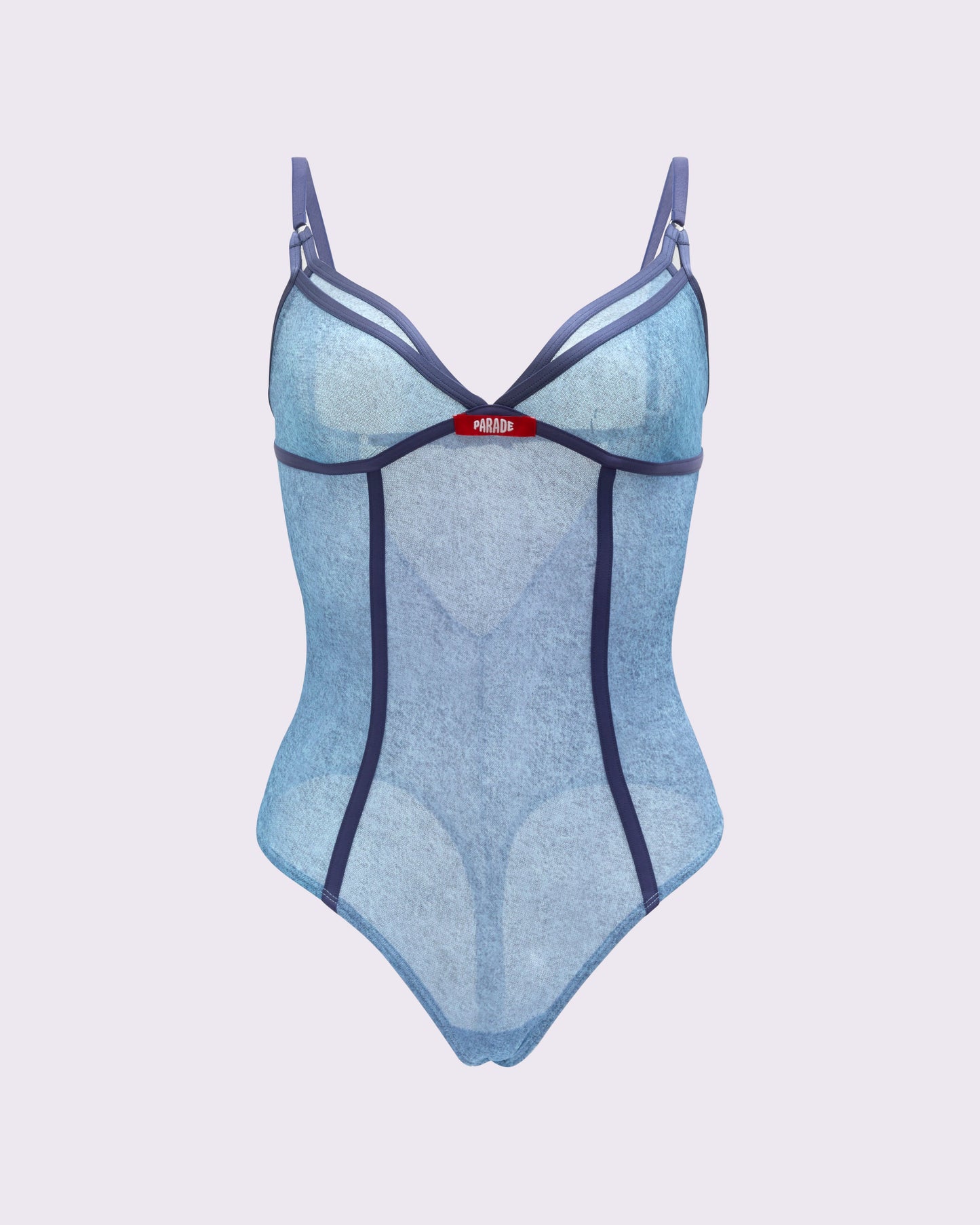 Silky Mesh Sheer Cutout Bodysuit | Silky Mesh (Denim Dupe)